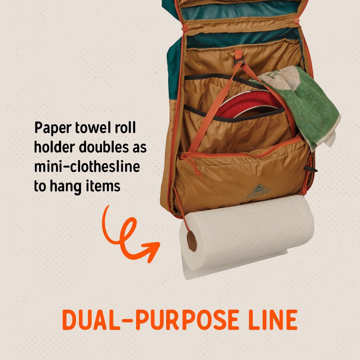 Kelty Camp Galley – Camp Kitchen Organization Kit, Pockets, Compartments for Outdoor Cooking Essentials, Plastic, DULL GOLD/DEEP TEAL