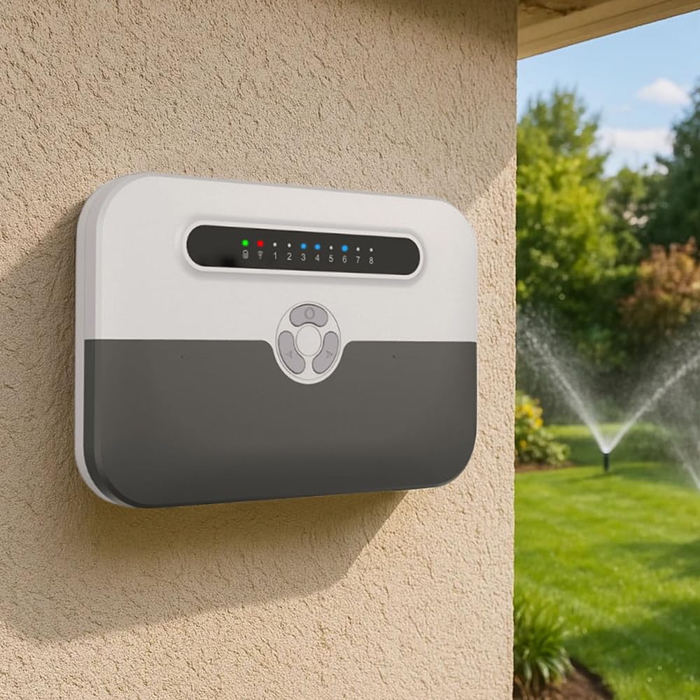 Smart Sprinkler Controller, 8 Zone WiFi Irrigation Controller with APP Control, Indoor Outdoor Automatic Water Timer, Weather-Based Skip & Custom Schedules, Easy DIY Installation
