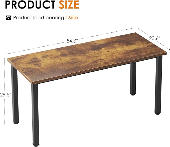 Need 54.3 Inch Large Computer Desk, Modern Simple Style Desk for Home Office, Basic Writing Table for Study Student, Vintage