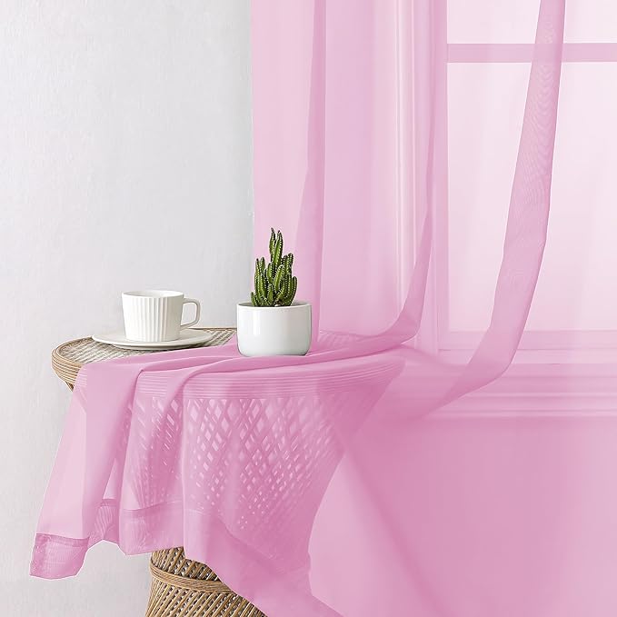 Aiyufeng Pink Short Curtains Sheer Bathroom