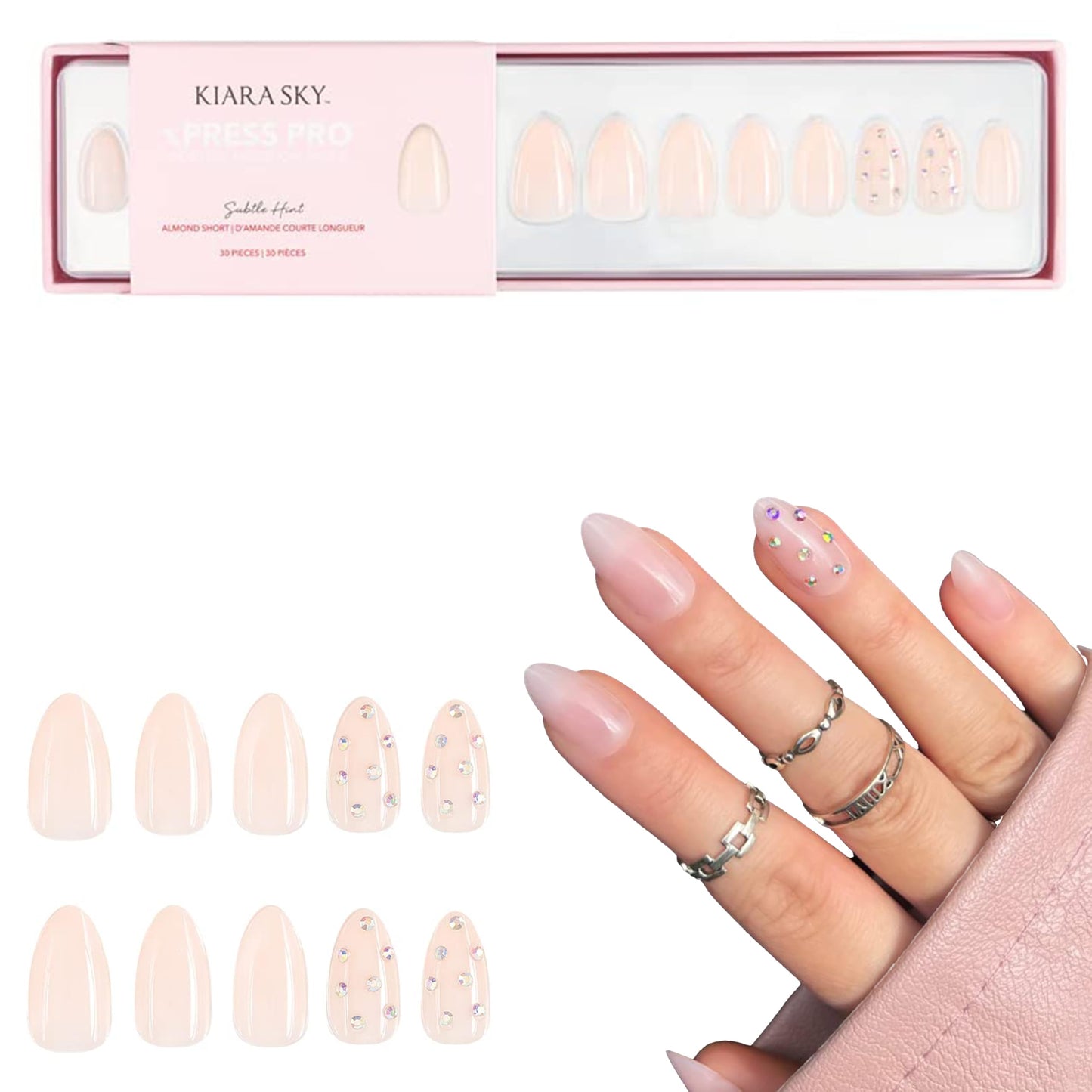 KIARA SKY PROFESSIONAL NAILS XPRESS PRO 100% ACRYLIC PRESS ON NAILS (Subtle Hint)
