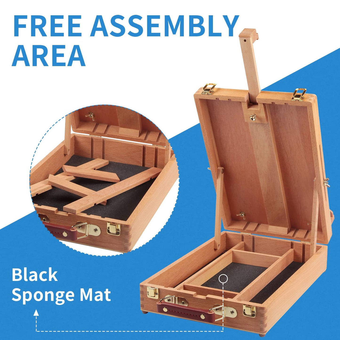 Falling in Art Wooden Tabletop Easel, Beech Wood Sketchbox Desktop Easel for Painting, Portable Art Drawing Easel for Beginners and Professionals
