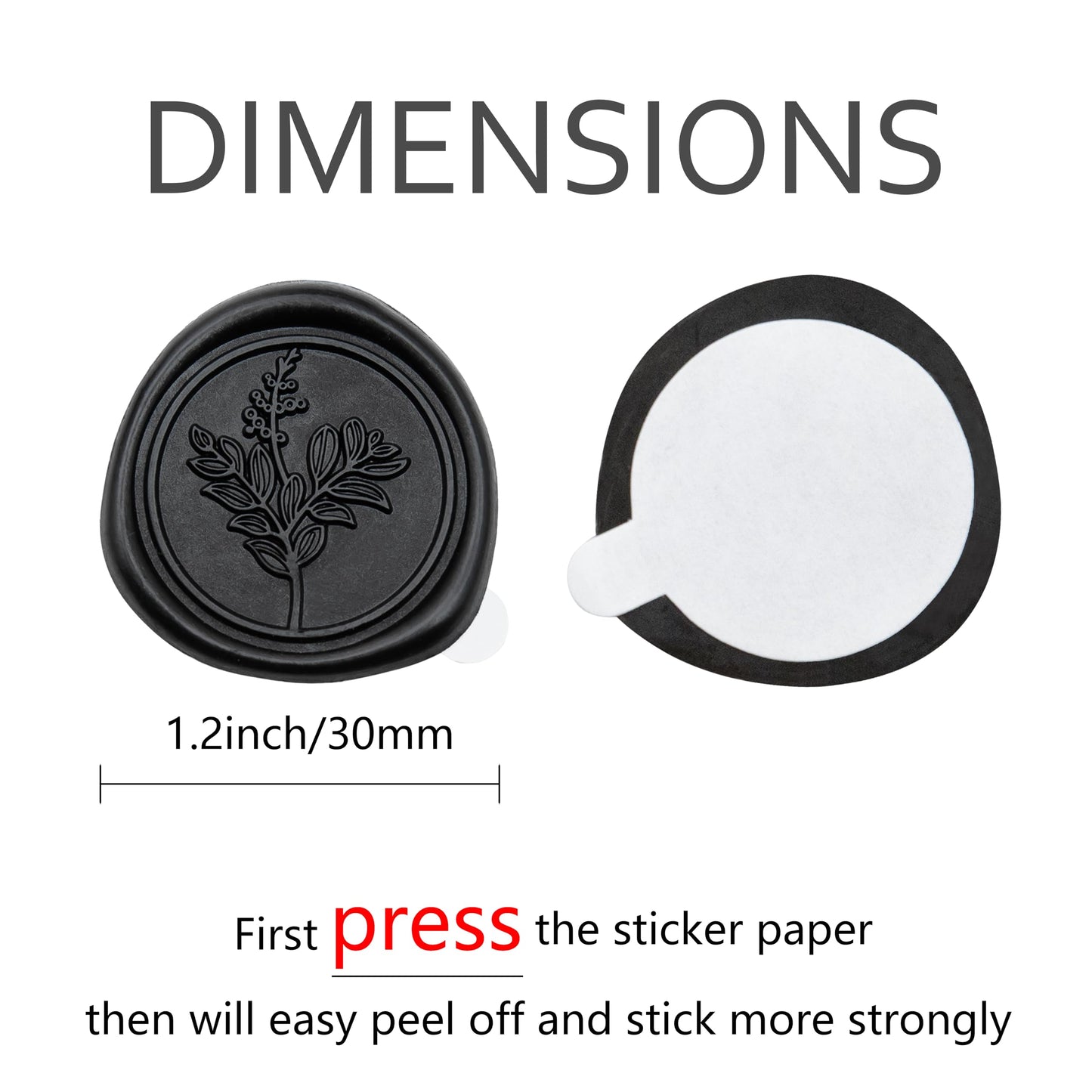 Uwilowe 60 Pcs Black Wax Seal Stickers, Wedding Invitation Accessories Wax Stickers - Peferct for Wedding Accessories Sticker, Gift Box Craft Wrapping, Christmas Cards Envelope Seals
