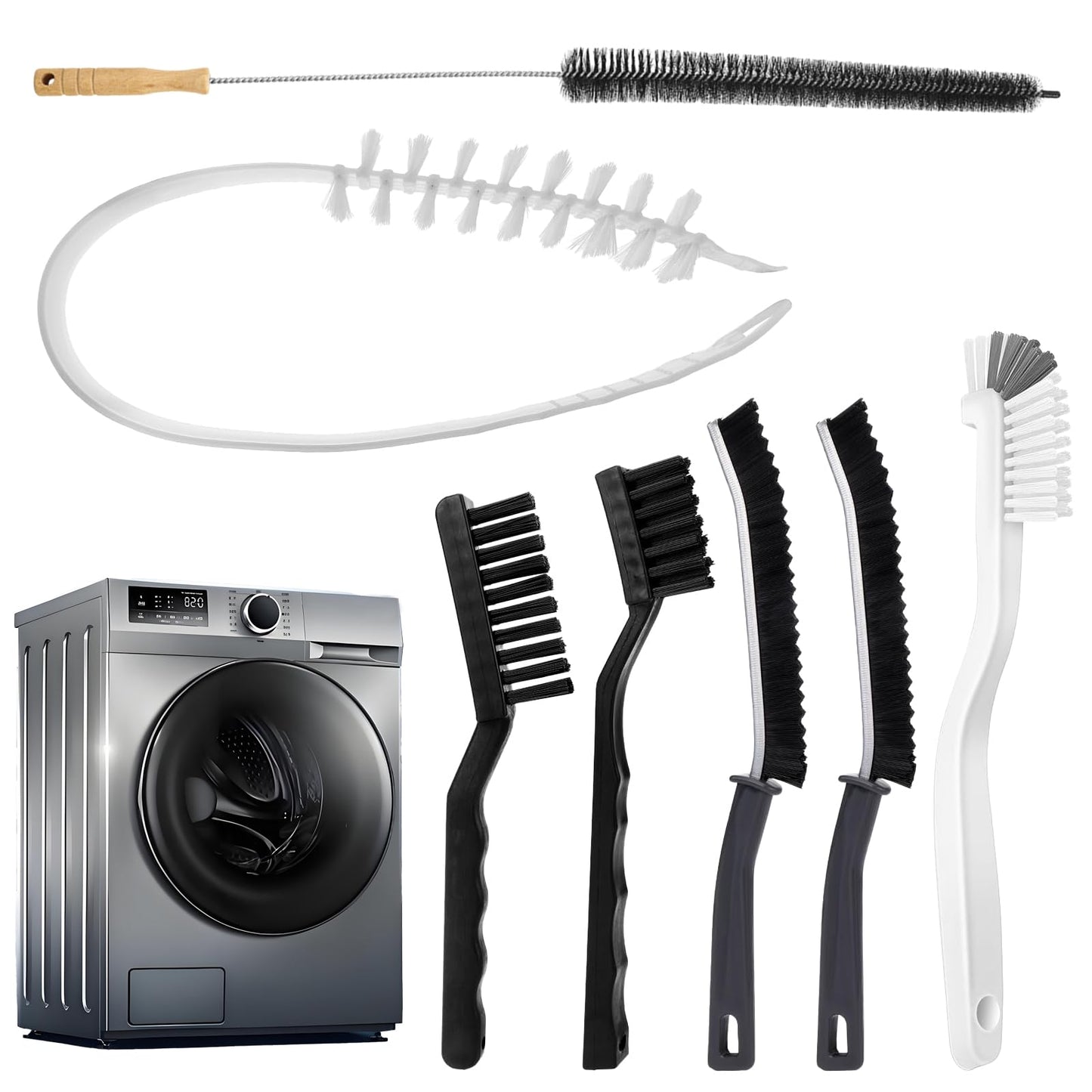 Washing Machine Cleaning Brush Set, Front Load Washer Machine Cleaner Accessories, Drum Laundry Cleaner Brush Household Cleaning Tools for Bathroom, Shower & Kitchen (6 Pcs)
