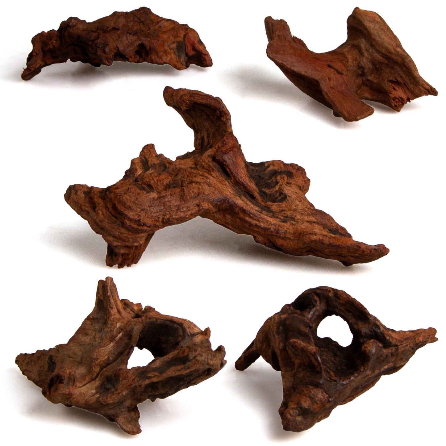 emours Natural Driftwood Small Aquarium Driftwood, 46", Natural Twisted Branches, Low-Tannin, Great for Shrimp/Betta & Nano Aquascapes, Also for Reptile Terrariums (5pcs Pack)