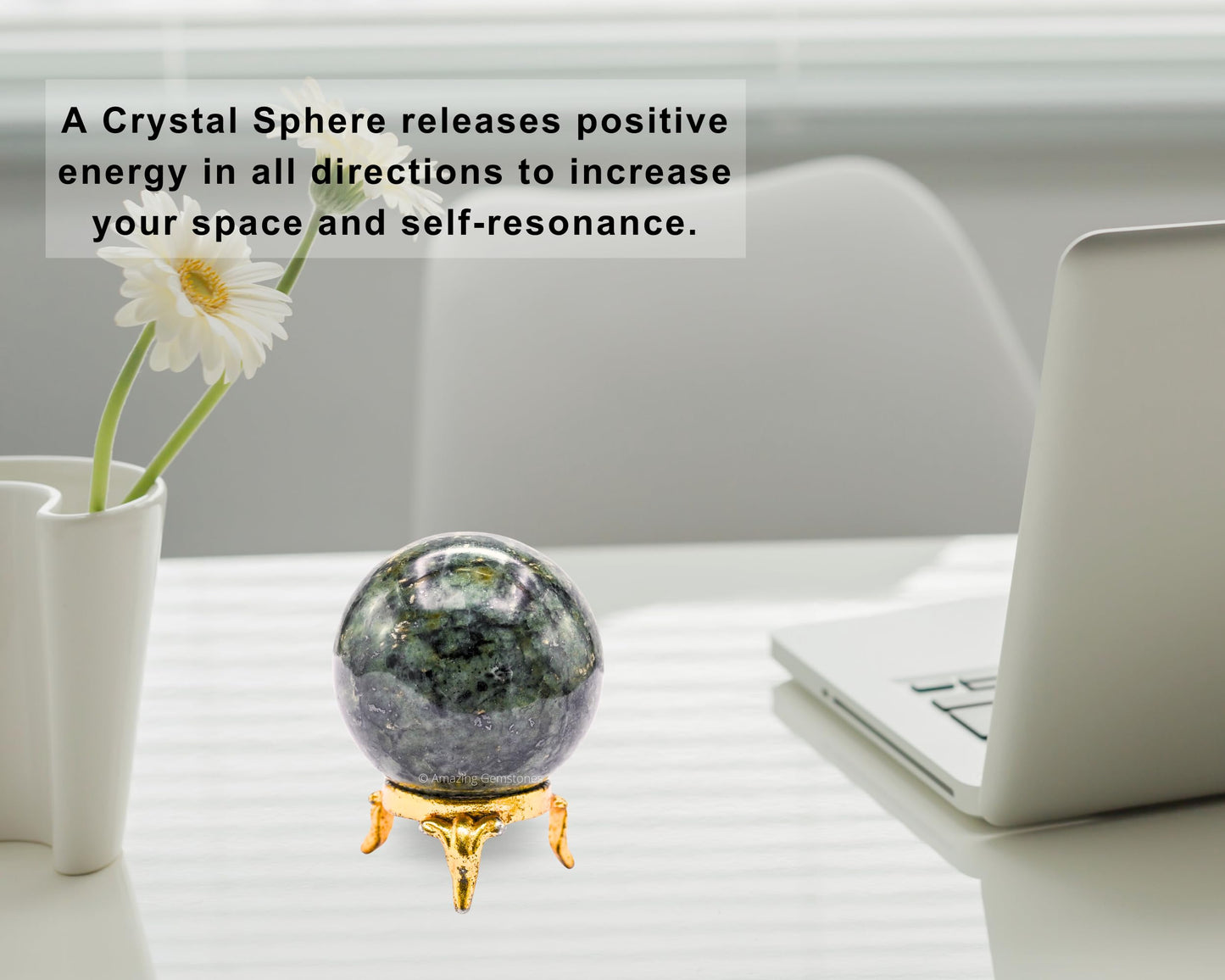 Amazing Gemstone Green Jade Crystal Ball with Stand - 2 Inches Crystal Sphere Meditation Balls for Witchcraft and Decorative Balls