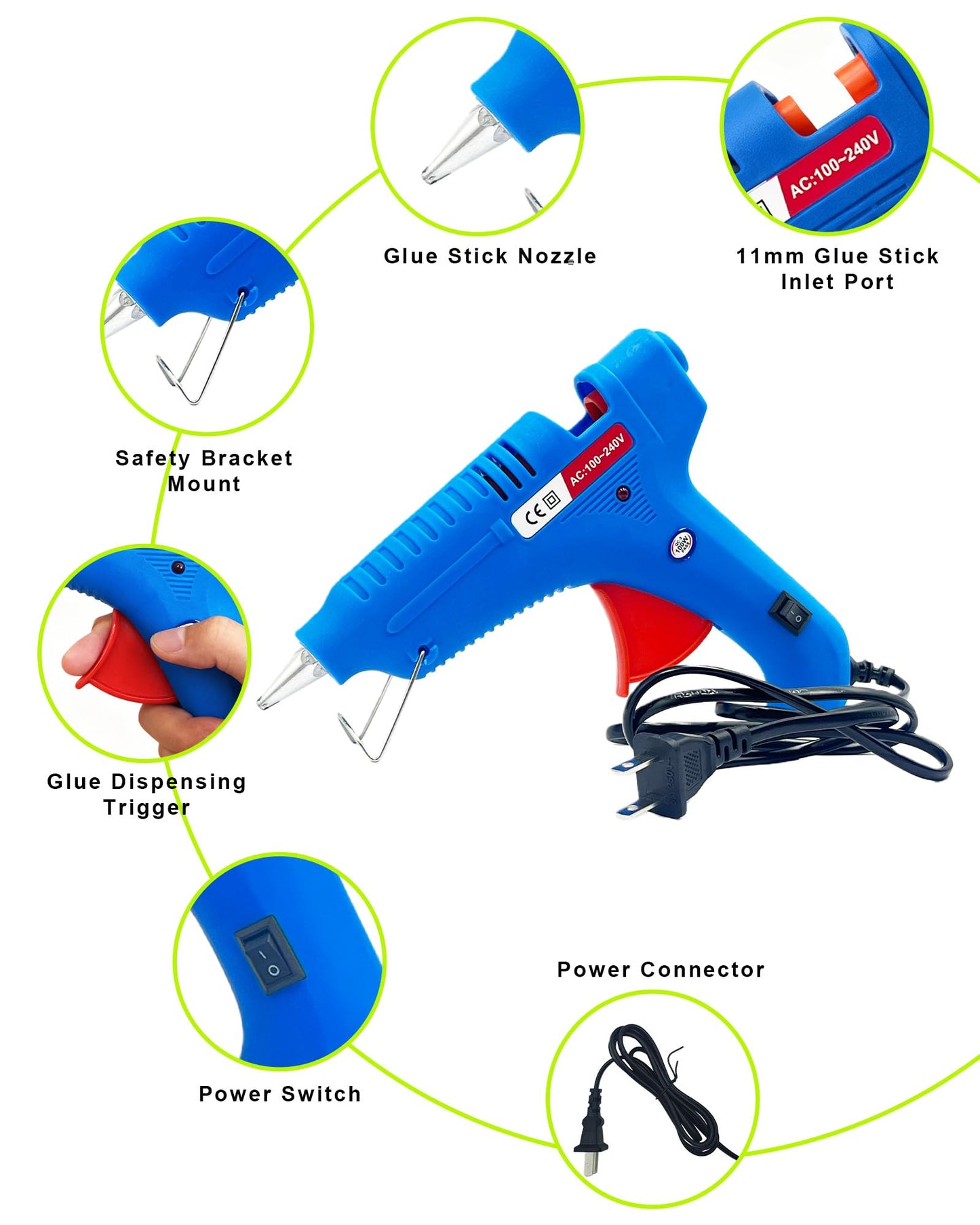 Car Dent Repair Kit Includes A 100W Hot Glue Gun + 10pcs Paintless Dent Removal Hot Glue Sticks, Suitable For Car Dent Repair, Home Renovation, Quick Daily Repairs, And Diy Craft Projects