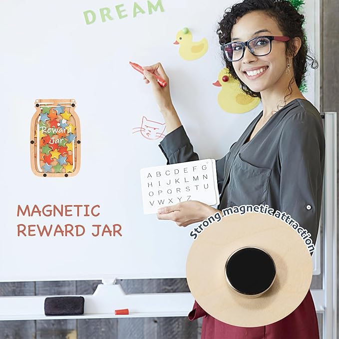 Personalized Stars Reward Jar Magnetic Reward Jar, Classroom Reward Jar for Kids, Jar Reward System Behavior Chart for Kids Incentive Chart for Classroom (Star)