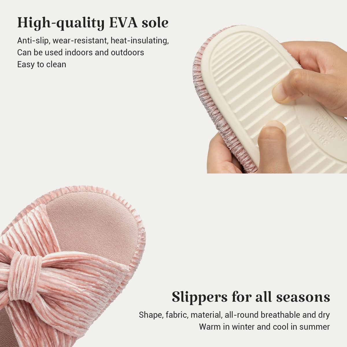 Slippers for Women Memory Foam House Bedroom Bow Crossbands Pearlescent Slipper Shoes Comfy Trendy Gift Slippers Pink Size 9 10 8.5