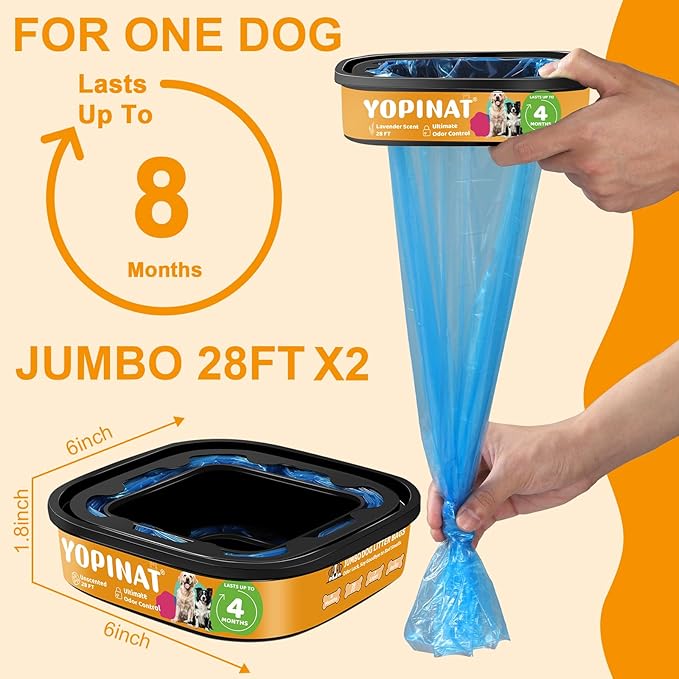 Genie Refill Bags for Cat Dog 2 Pack - Total 56FT Lasts Up to 8 Months - 2026 New Superior Odor Control for Dog Poop Cat Litter Bags - Pet Waste Refill Bags Fits Pet Genie and Litter Genie Pails