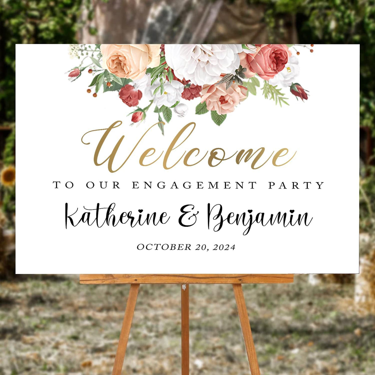Welcome To Our Engagement Party Sign, Engagement Signs For A Party, Engagement Party Sign, Engagement Party Decorations, Floral Engagement Party Decoration, Custom Engagement Welcome Sign