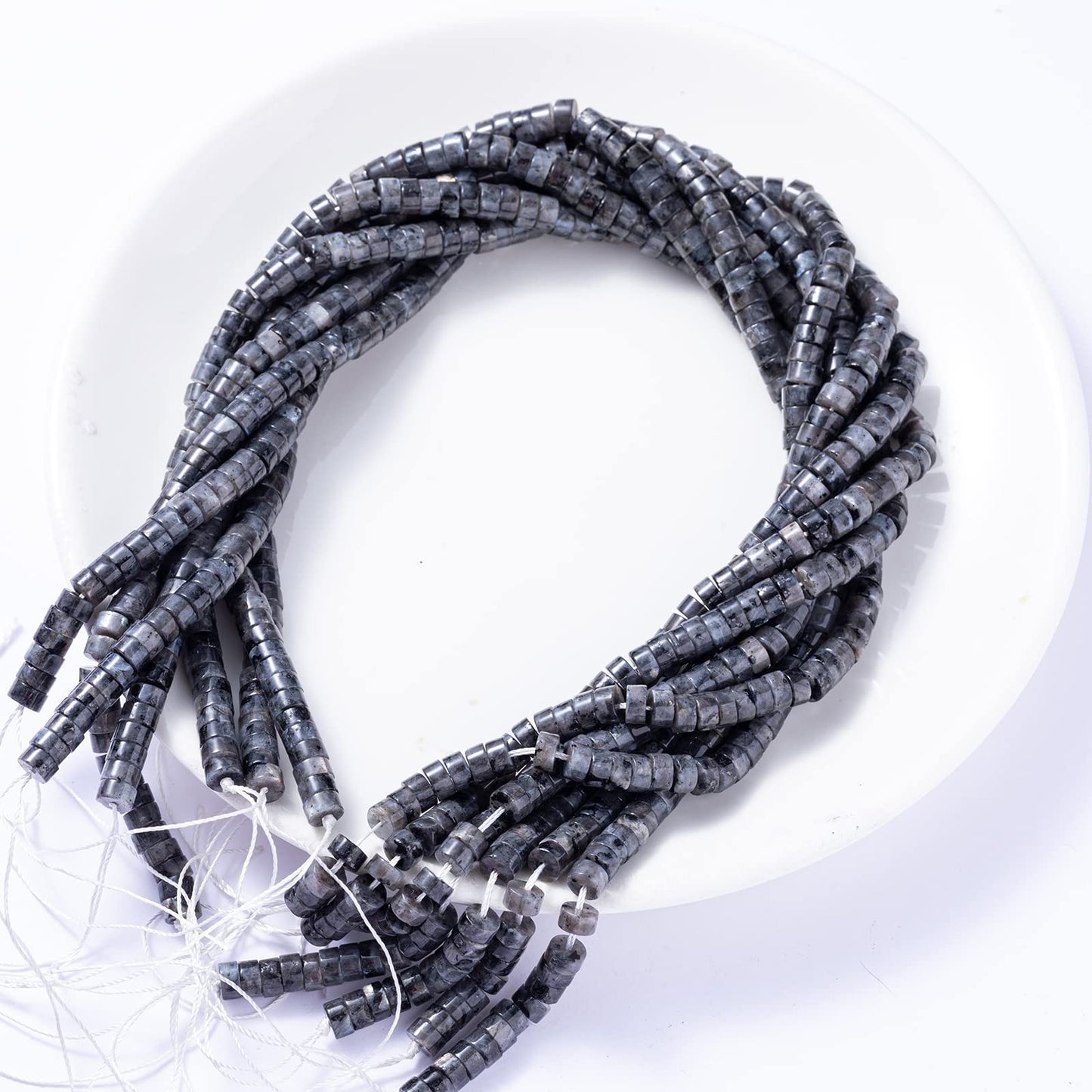Natural Black Spectrolite Stone Spacer Beads 6x3mm 38cm/str Flat Round Loose Semi Gemstone Caps for Making Bracelets Necklace