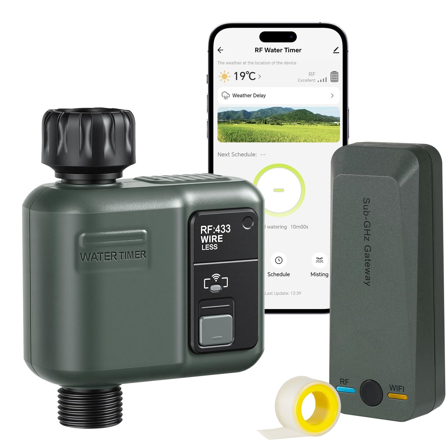 WILAWELS WiFi Water Timer for Garden Hose, Sprinkler Timer 1 Zone, Smart Hose Water with WiFi Irrigation Controller,Voice Control RF433 Automatic Irrigation System/Rain Delay/Manual Watering D31WT06