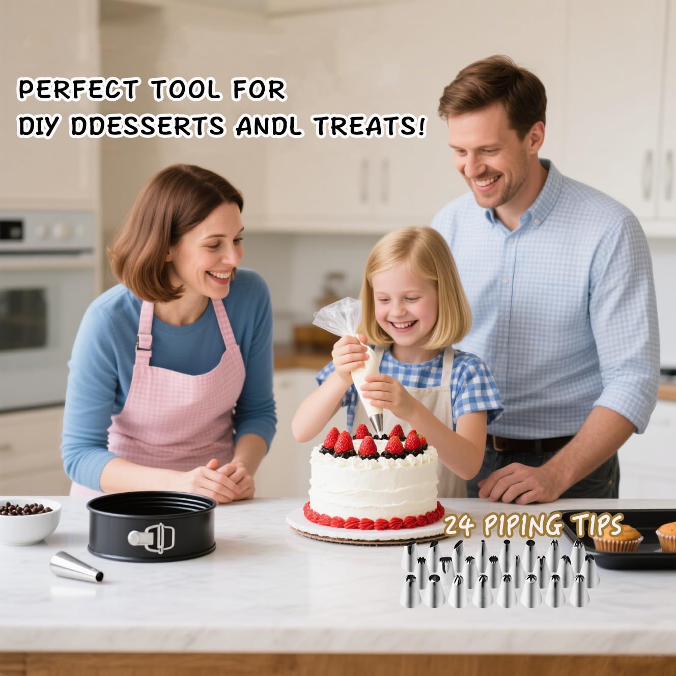 Easynzery 168pcs Cake Pan Sets for Baking + Cake Decorating Supplies: 3 Non-Stick Springform Pans Set (6, 8, 10 inches), Icing Tips – Multi-functional Leak-Proof CheeseCake Pan