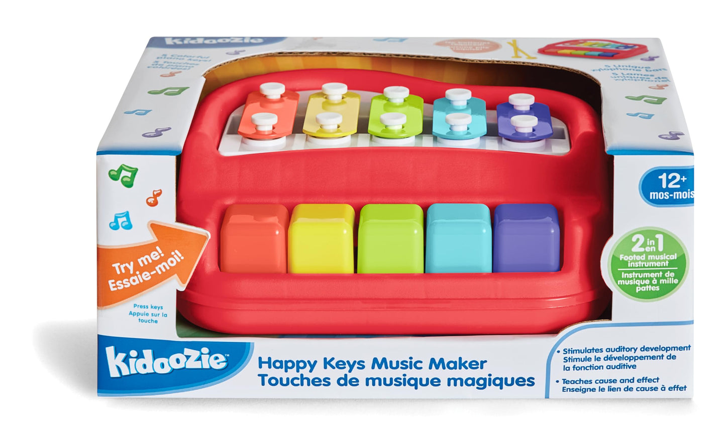 Kidoozie Happy Keys Music Maker - Musical Fun for 12 Months + Toddlers - 2-in-1 Piano & Xylophone!