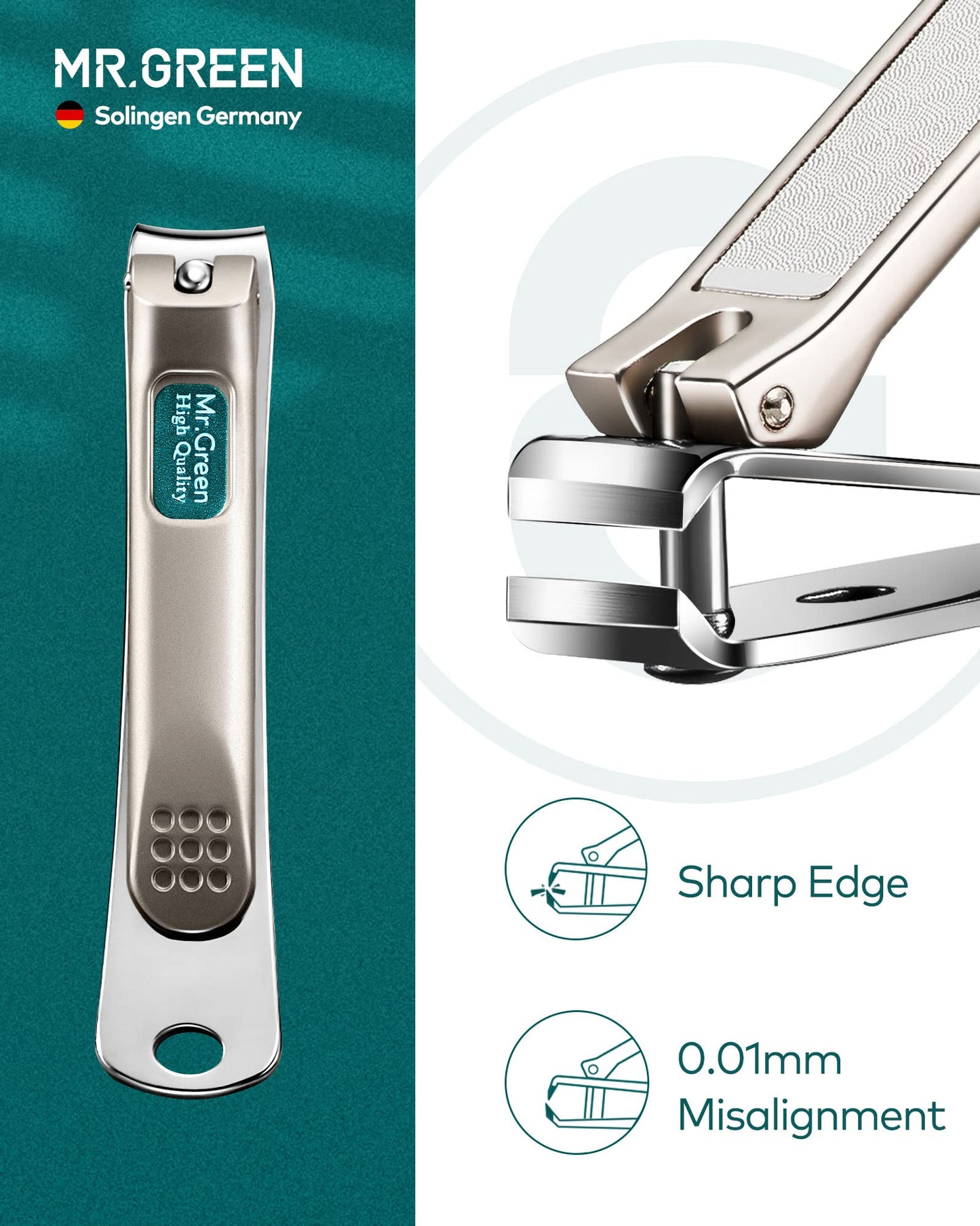 MR.GREEN Nail Clippers for Thick Nails, Medical Grade Stainless Steel Professional Nail Cutter, Sharp and Durable Nail Clipper Kit for Men and Women