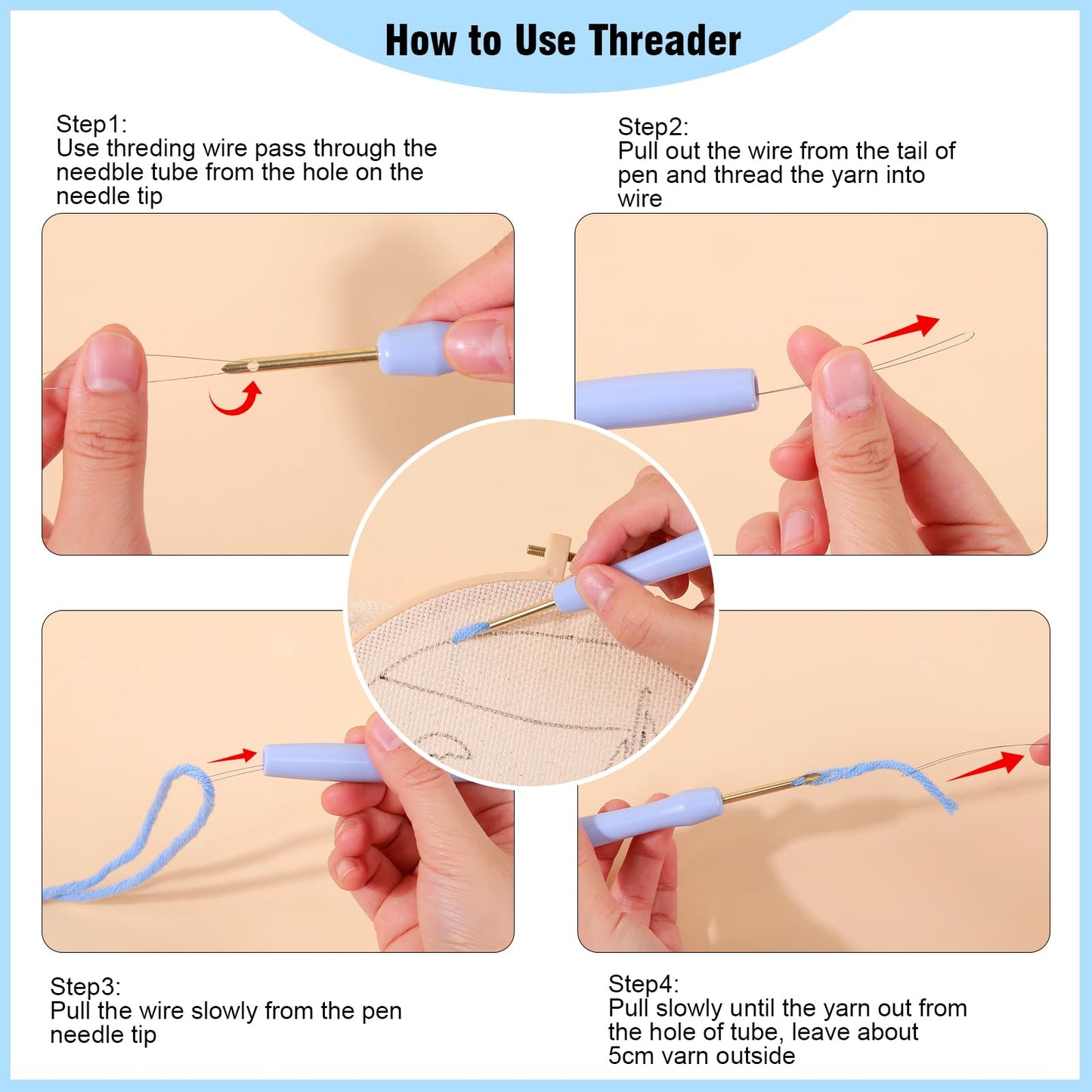 LACHLAND Punch Needle Kit Beginners, Landscape Stitching Kit for Adults&Teens DIY Embroidery Starter Craft with Yarn Needle Tool Easy Hobby Home Decor Gifts for Craft Lover (Sailing)
