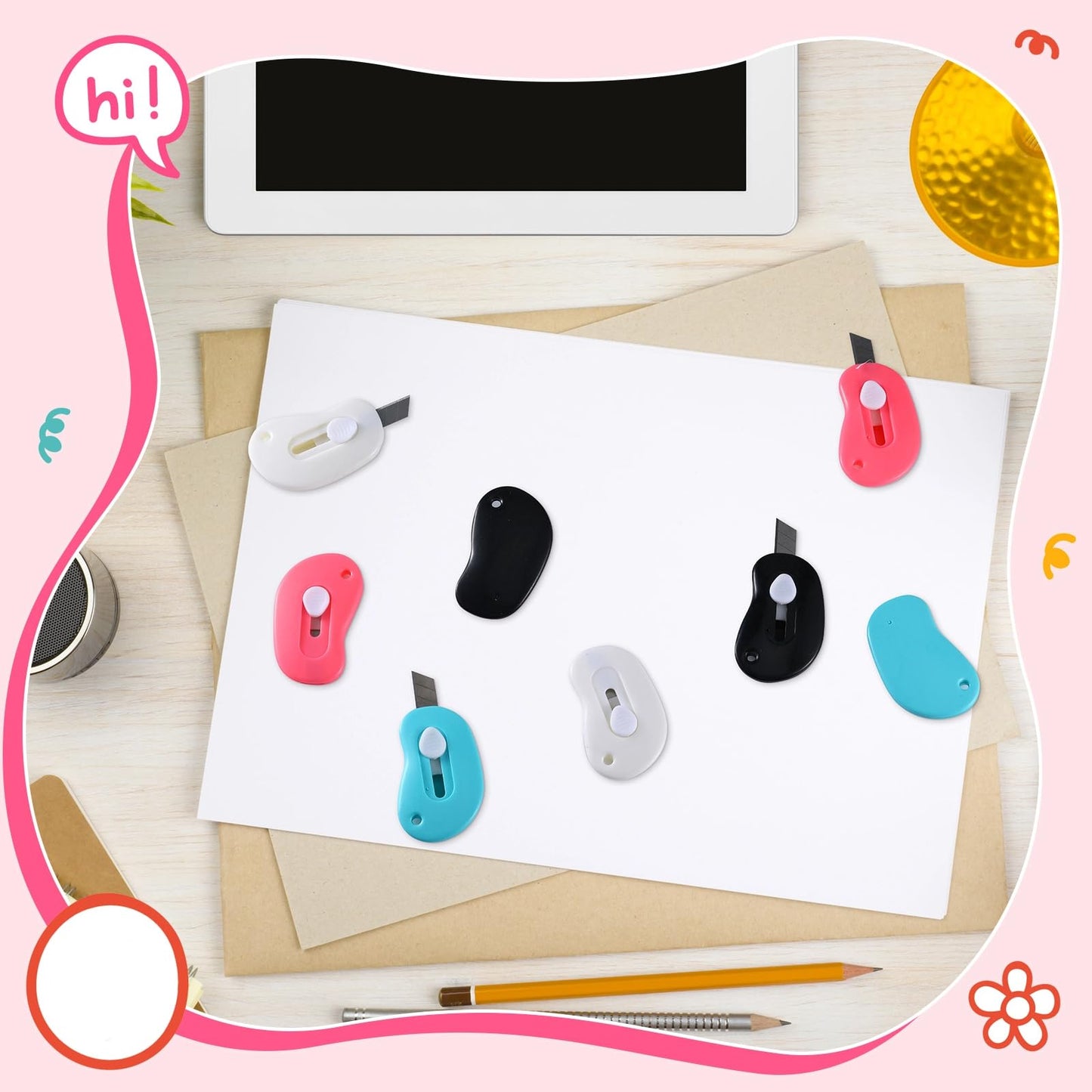 48 Pcs Mini Box Cutter Retractable Utility Knife Cute Style Back to School Supplies Portable Utility Pocket Knife Opener Letter Openers for Students Office School Class Stationery DIY Crafts