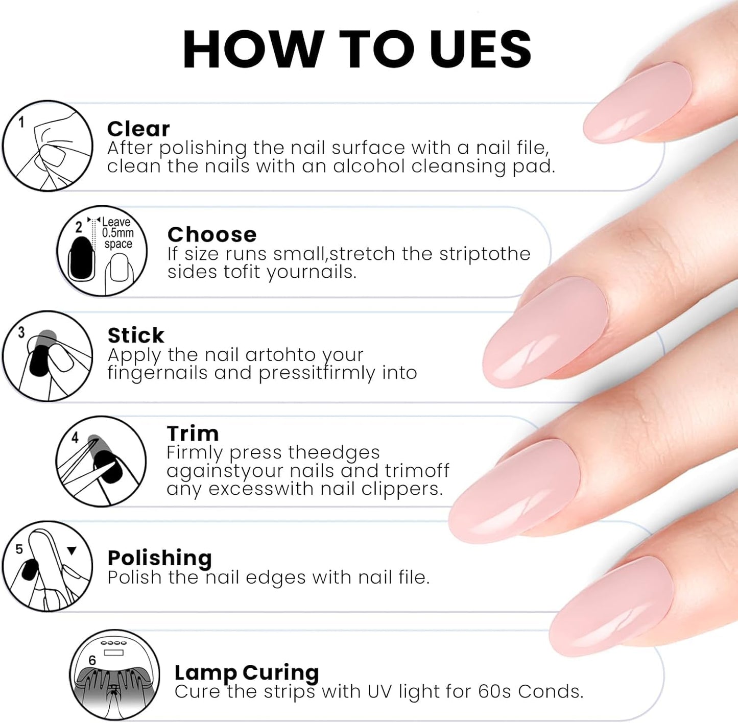 Oauee Semi Cured Gel Nail Strips | Built-In Gel Top Coat | UV Light Required | Salon Quality, Easy Application And Removal (Red wine color & nude pink gradient）