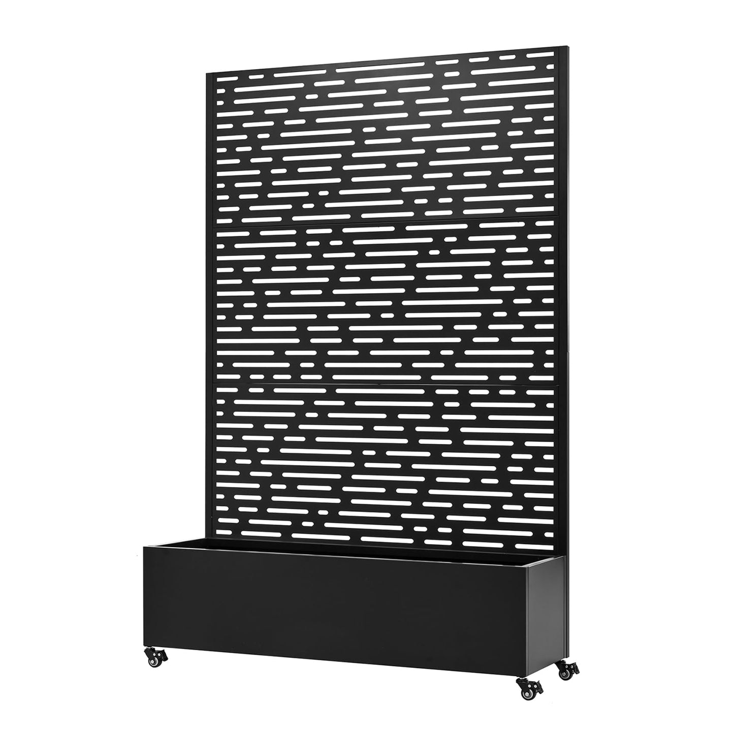 RIDFY Raised Garden Bed with Wheels - Metal Planter Box with Trellis Outdoor | Rolling Planters for Climbing Plants & Patio Privacy Screen | Galvanized, Black, 47x16x73 in (M4)