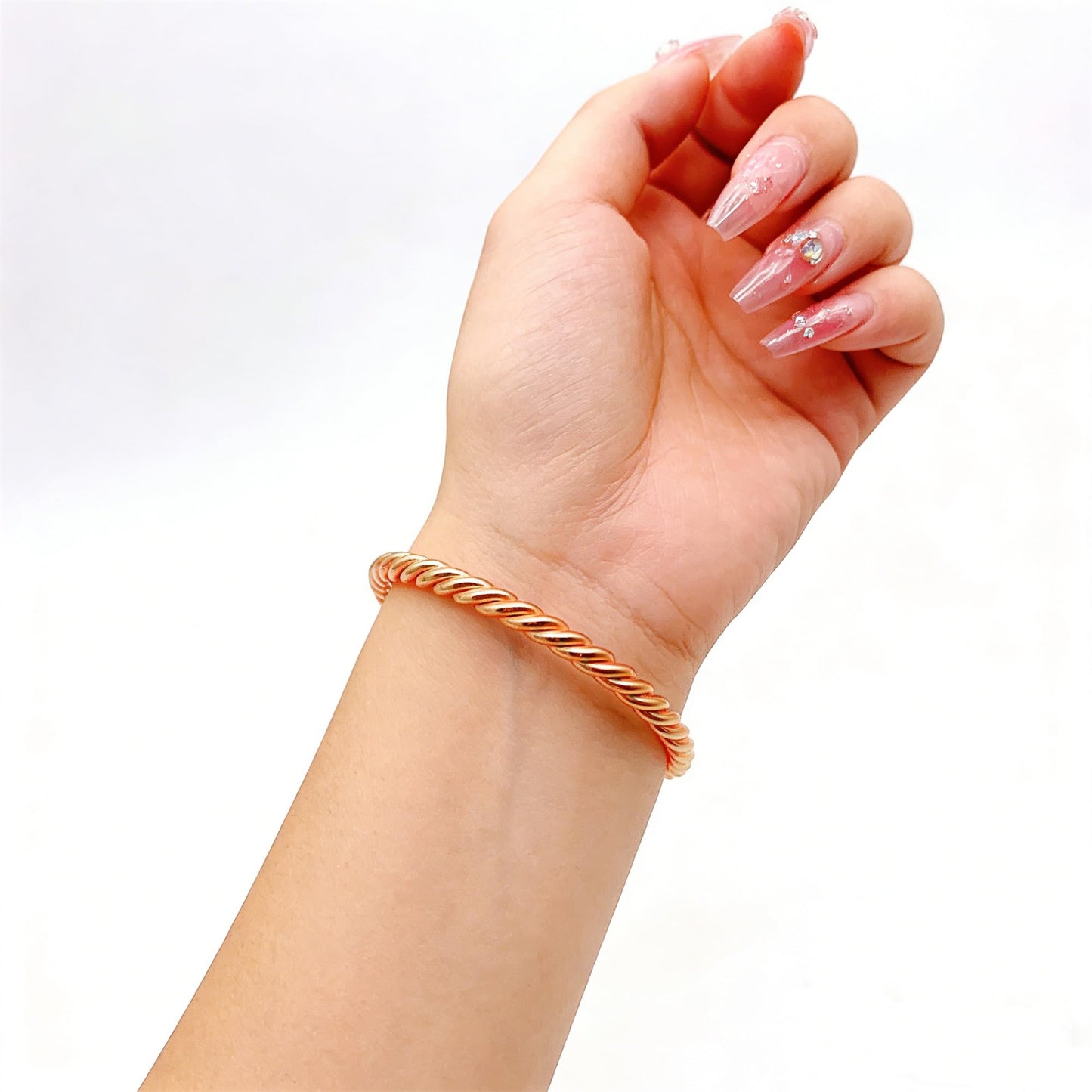 2 Pcs Solid Pure Copper Tensor Bracelet - Handmade Twisted Tensor Ring Bangle Wellness Jewelry Gift for Women and Men