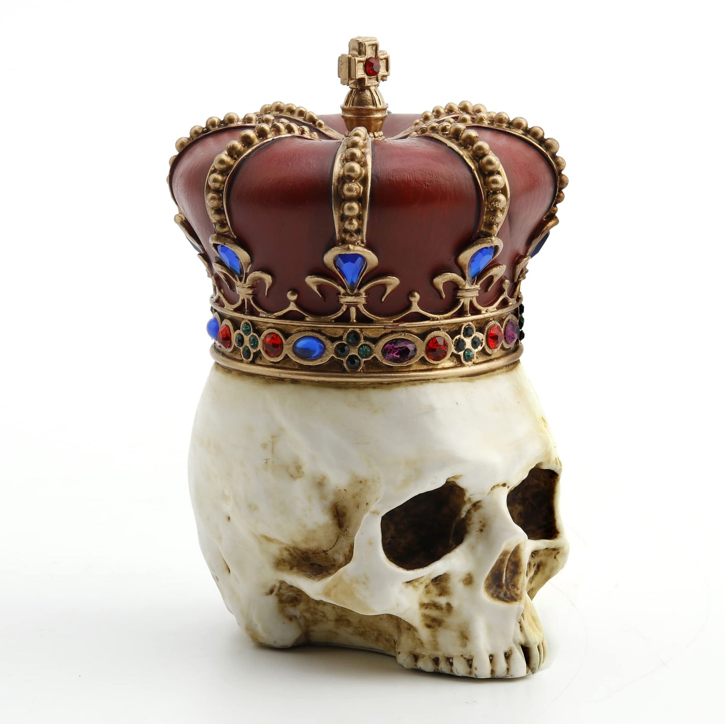 Veronese Design 4 3/8" Dreaded Monarch Skull Resin Sculpture Hand Painted Figurine