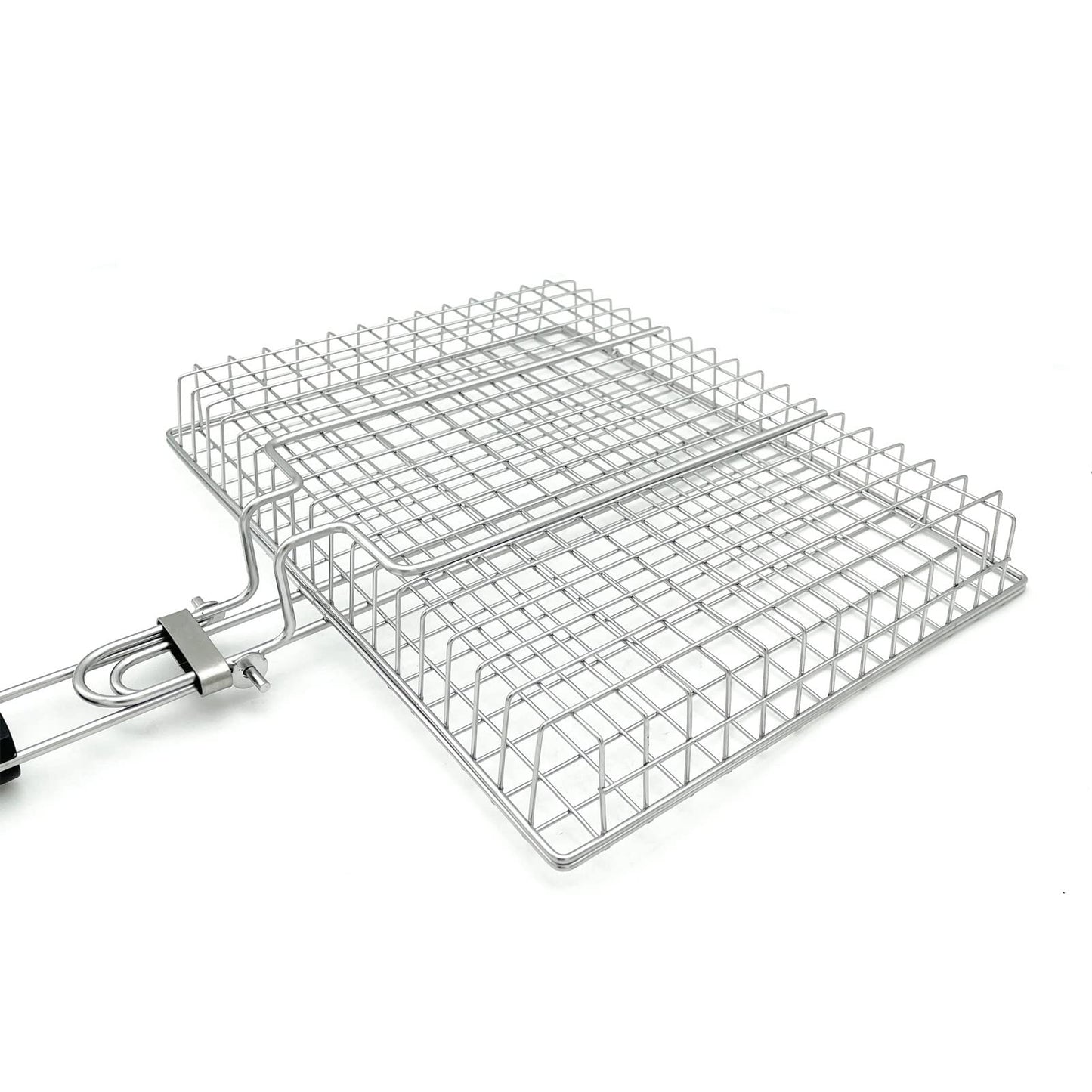 HTIAM Large Capacity Barbeque Grill Basket With Brush BBQ Tong Deeper Grilling Rack Havy Duty Stainless Steel BBQ Accessories Set