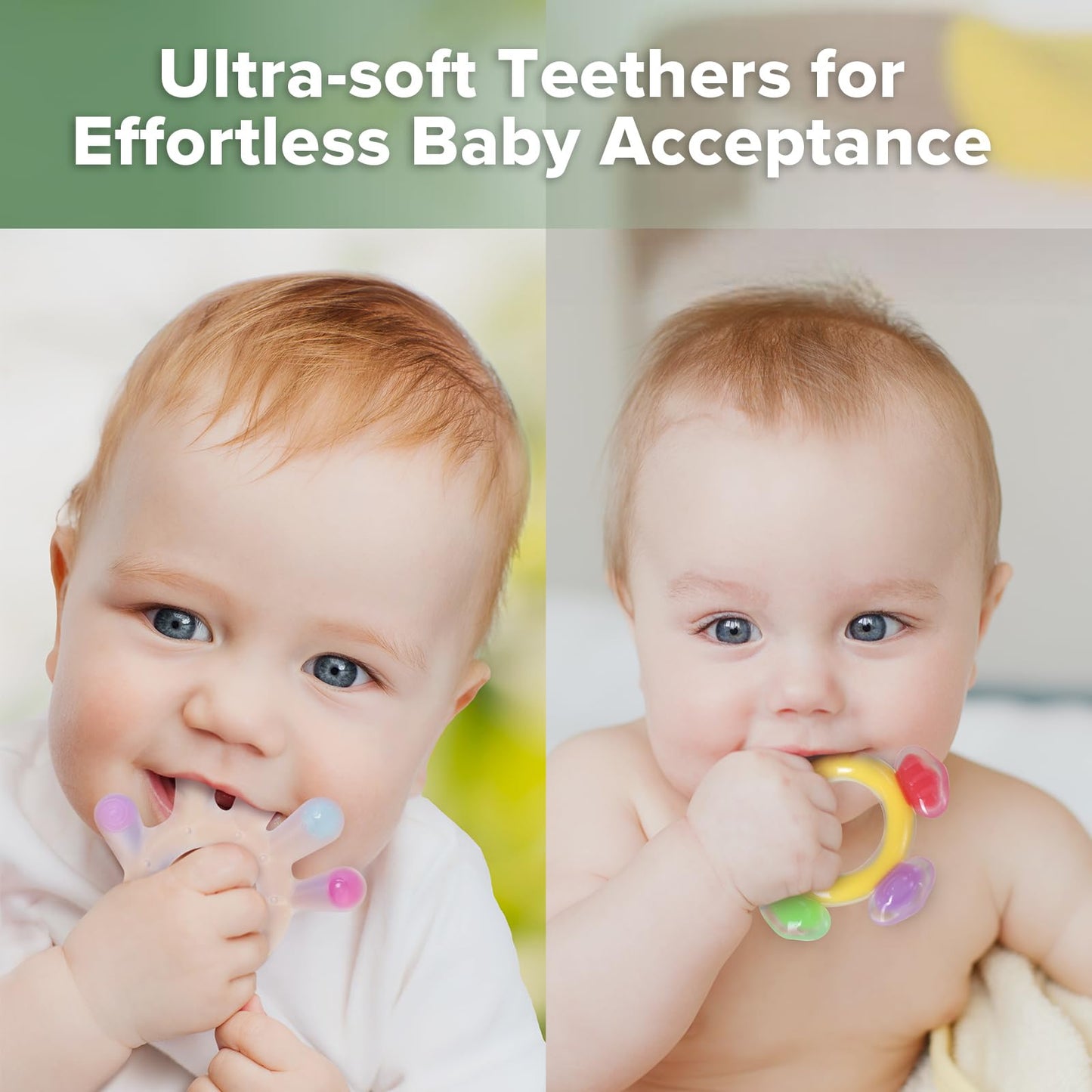 Haakaa Silicone Teether Set-Baby Freezer Teething Toy - Soft Cold Teether - Soothe Teething Pain & Itching Gums - Perfect Size-Baby Freezer Teething Toy - Soft Cold Teether