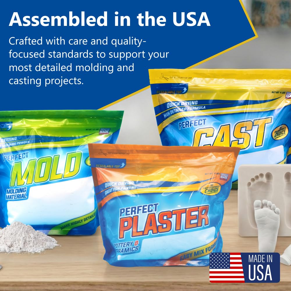 Perfect Plaster for Pottery & Ceramic Slip Casting Molds, Non-Toxic Water-Based Powder Material for DIY Mold Making, Clay Reclaim Slabs, Sculptures & Crafts, Fast-Curing, USA Made, 1 lb Bag
