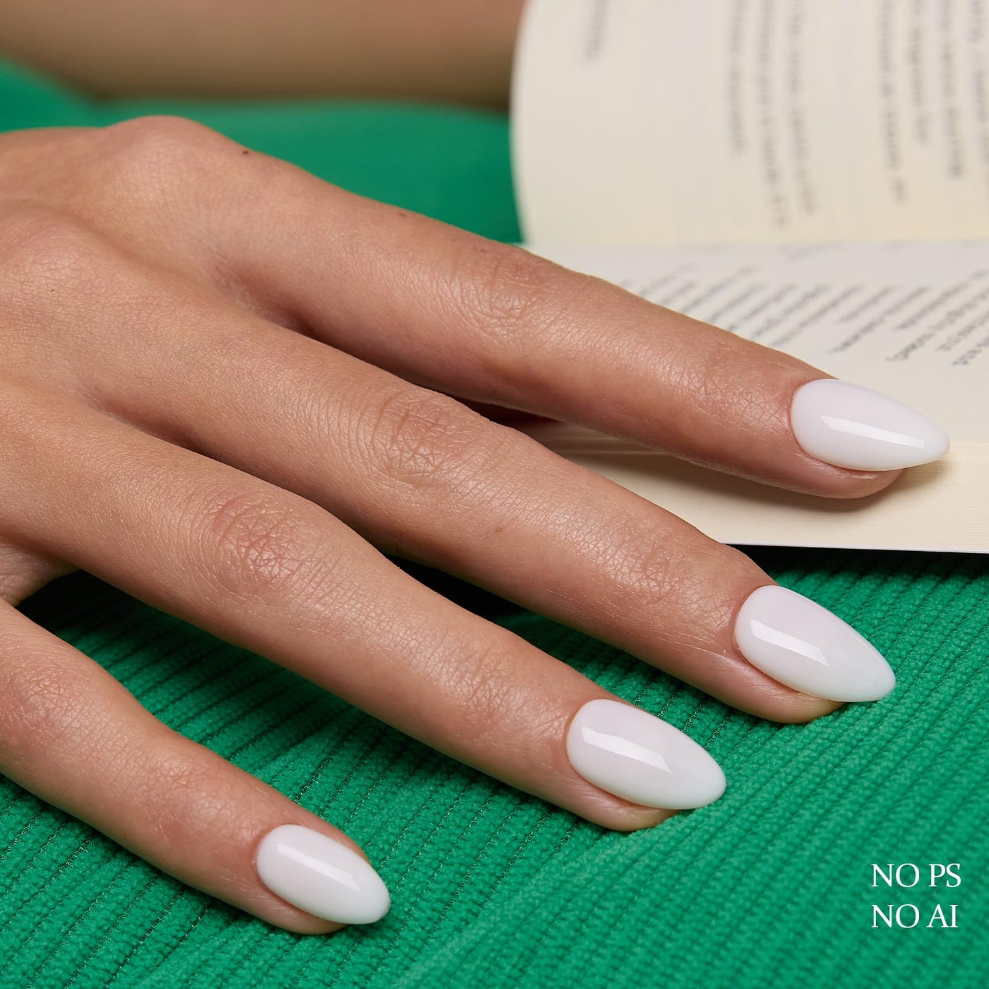 White Press On Nails Short，Almond Acrylic Nails Press On，10 Pcs Milky White Tip Press Ons,Handmade Custom-Sized False Nails Kit,Salon Quality,Long Lasting,Size XL for Wide Nails