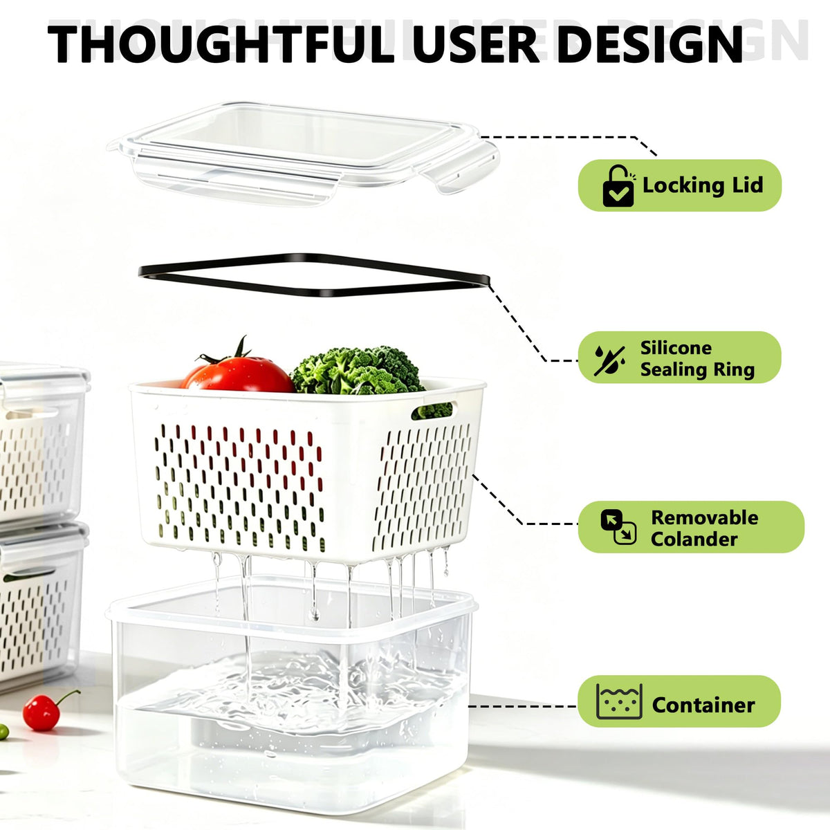 5 Pack Fruit Storage Containers for Fridge (2 Count)
