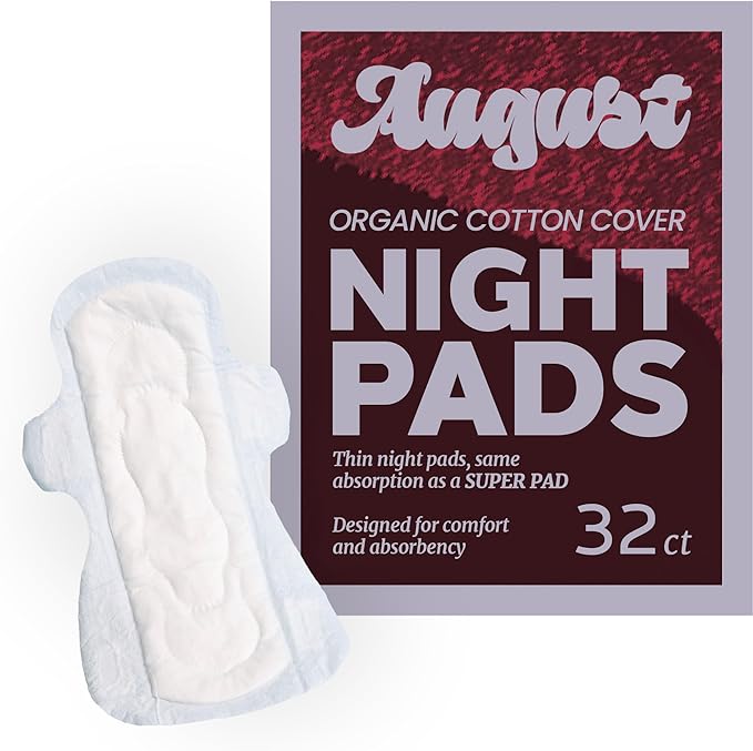 August Menstrual Organic Cover Pads for Women & Anyone Who Menstruates, Super Absorbency, 32 HSA FSA Eligible Super Pads, Fragrance Free, Organic Pads with Wings (1 Box of 32/2 Boxes of 16)