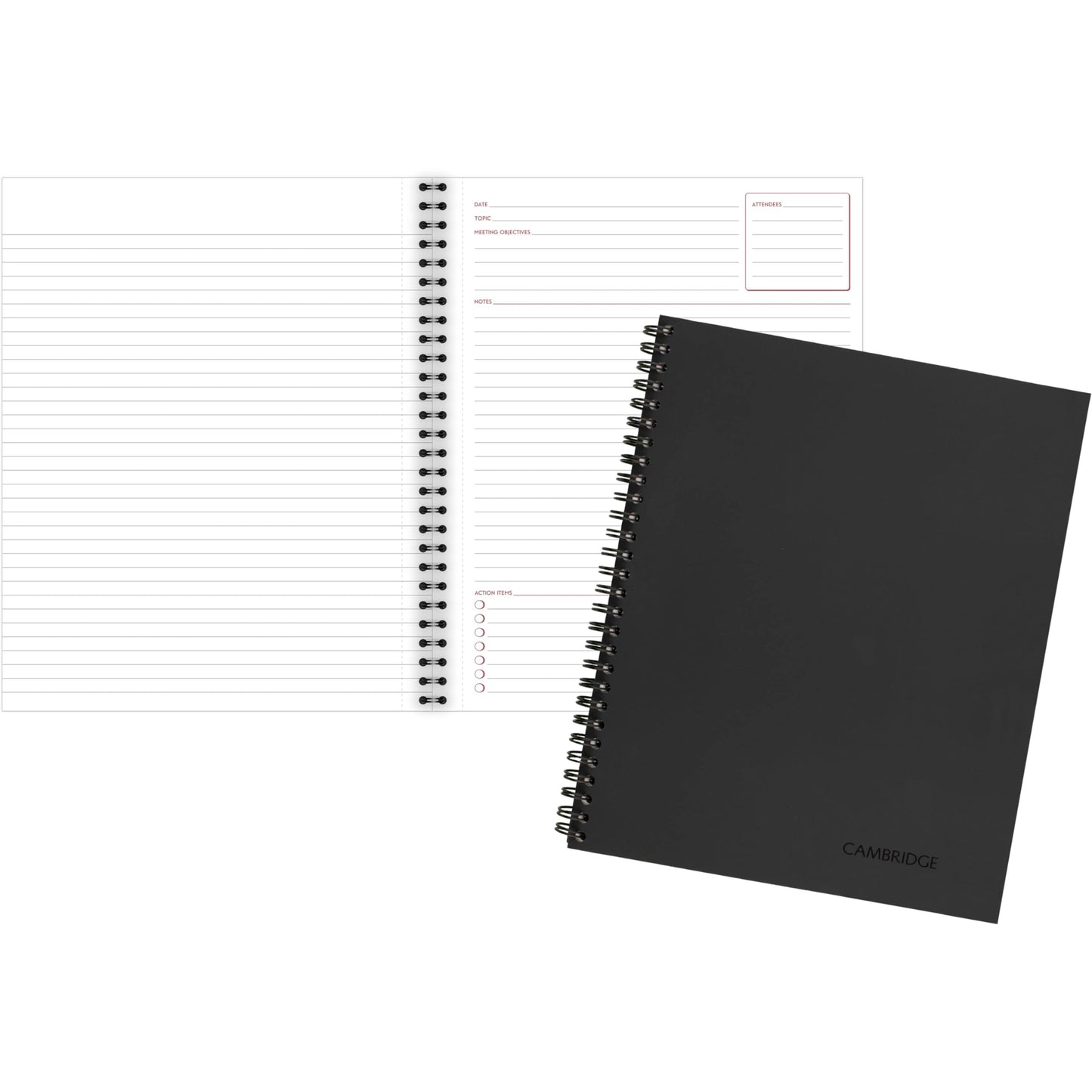 Cambridge Limited Business Notebook, Meeting Format, Legal Ruled Paper, 8-1/4" x 11", 80 Sheets, Flexible Soft Touch Cover, Wirebound, Gray (06132)