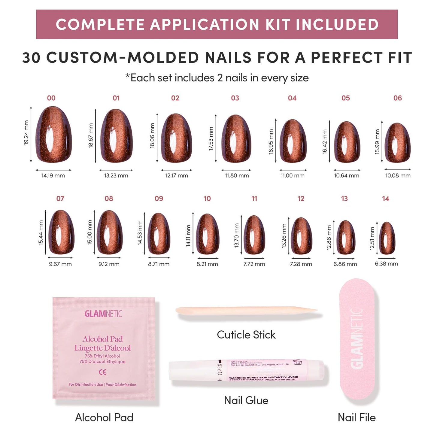 Glamnetic Press-On Nails Bundle - Magnetic Moscow & Goal Digger | Short Oval Fake Nails with a Cat-Eye Finish | Natural Short Round False Nails with Gold Foil | Durable, Salon-Quality Nail Kits