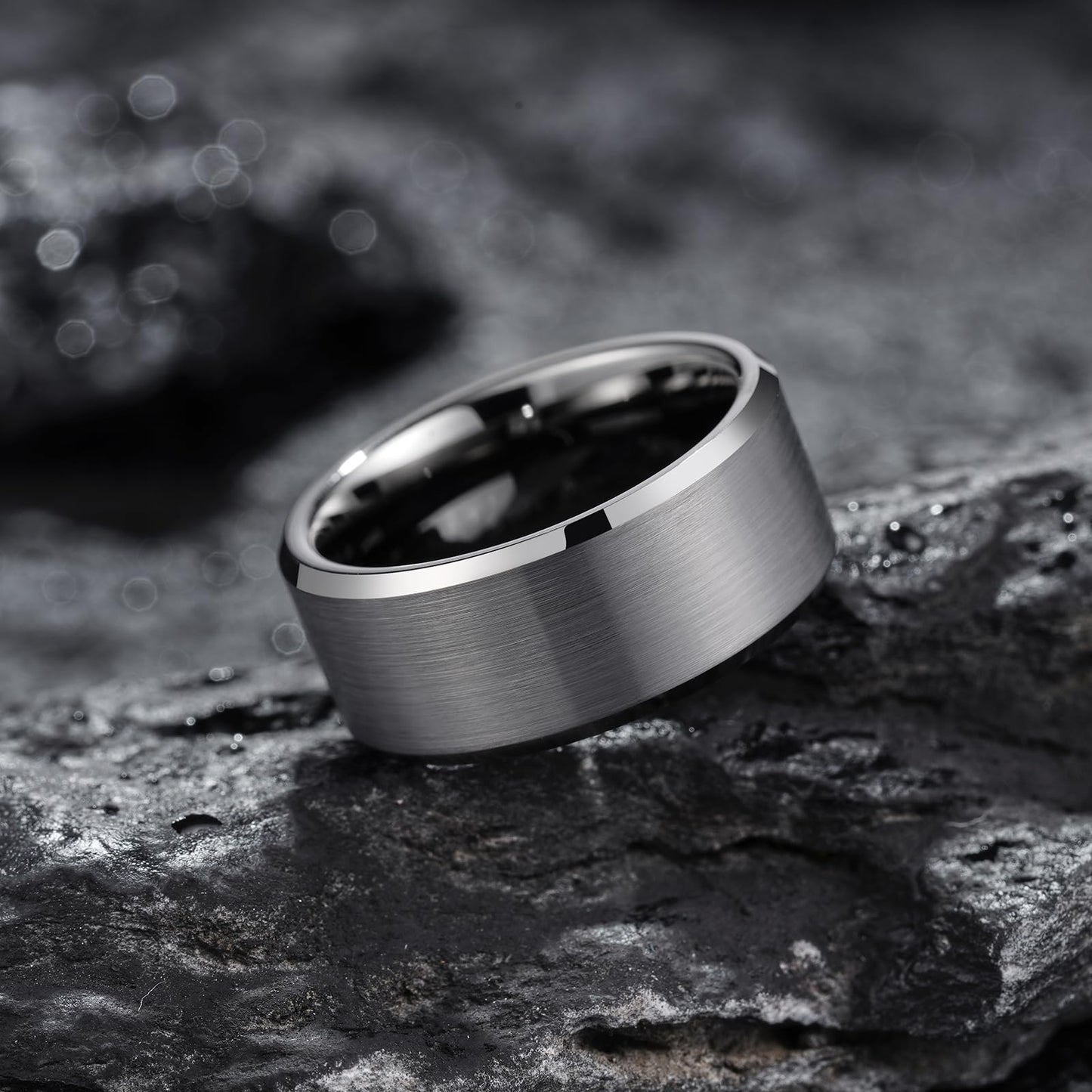 King Will 10mm Tungsten Wedding Band for Men - Gunmetal, Comfort Fit, Size 14