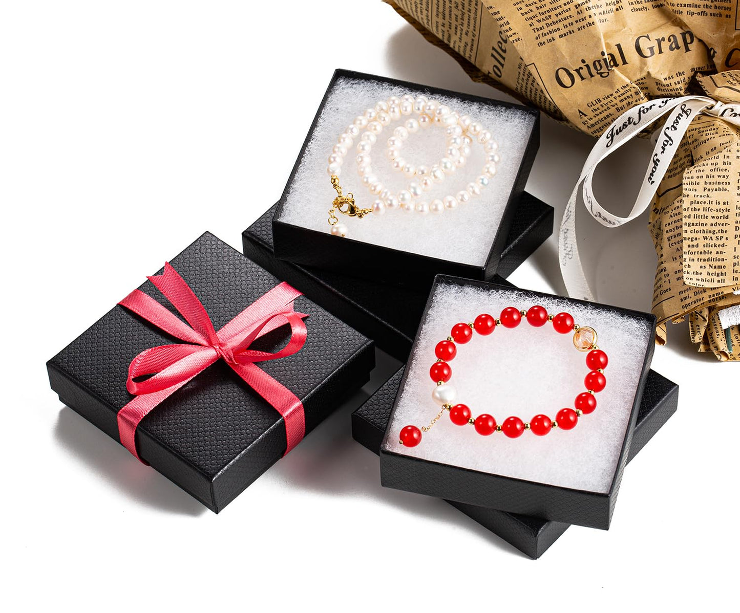 GEFTOL Jewelry Gift Boxes 40 Pack 3.5x3.5x1 Inch Cardboard Jewelry Boxes,Small Gift Boxes for Jewelry Earrings Necklaces Handmade Bangles Bracelets(Black)
