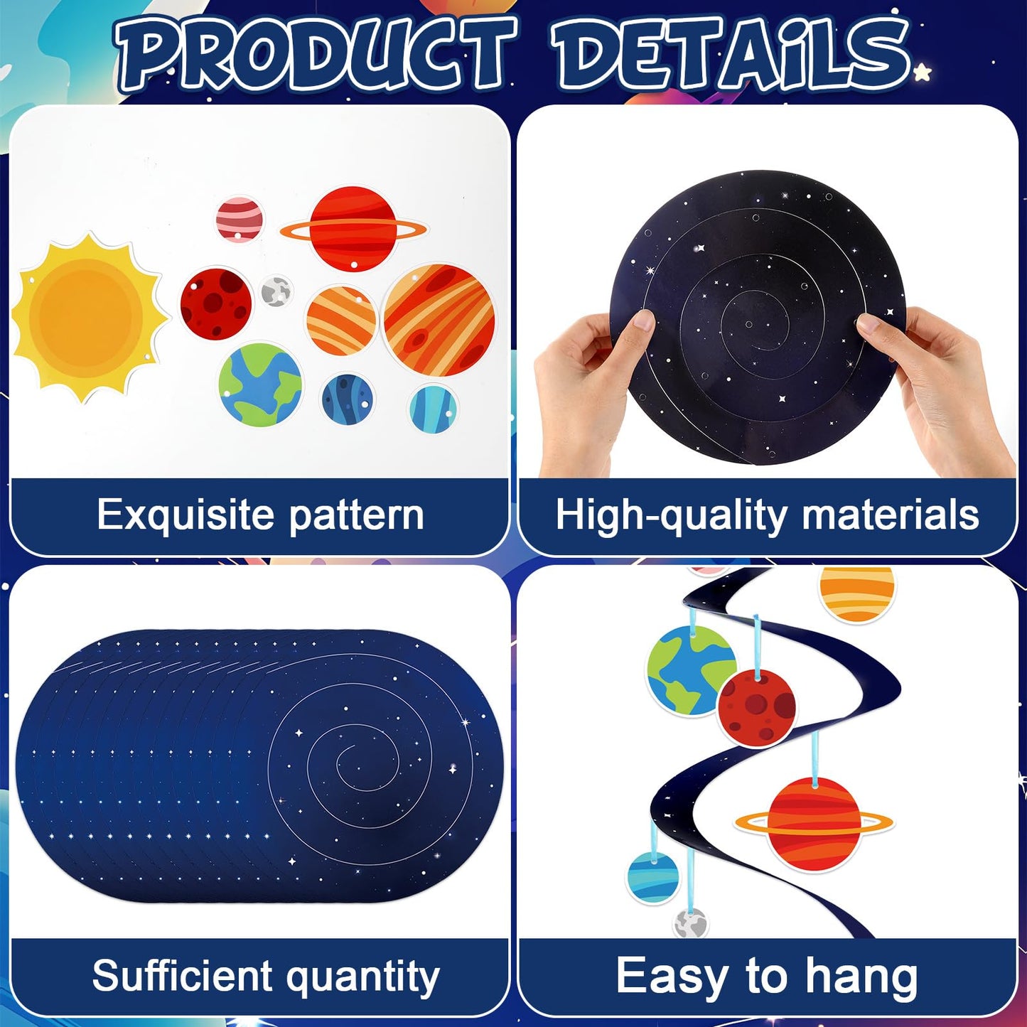 24 Sets Space Craft Kits DIY Solar System Hanging Decoration Make Your Own Outer Space Paper Crafts Ornament Galaxy Planet Star Stickers Games for Home School Classroom Activities Party Favor Gift