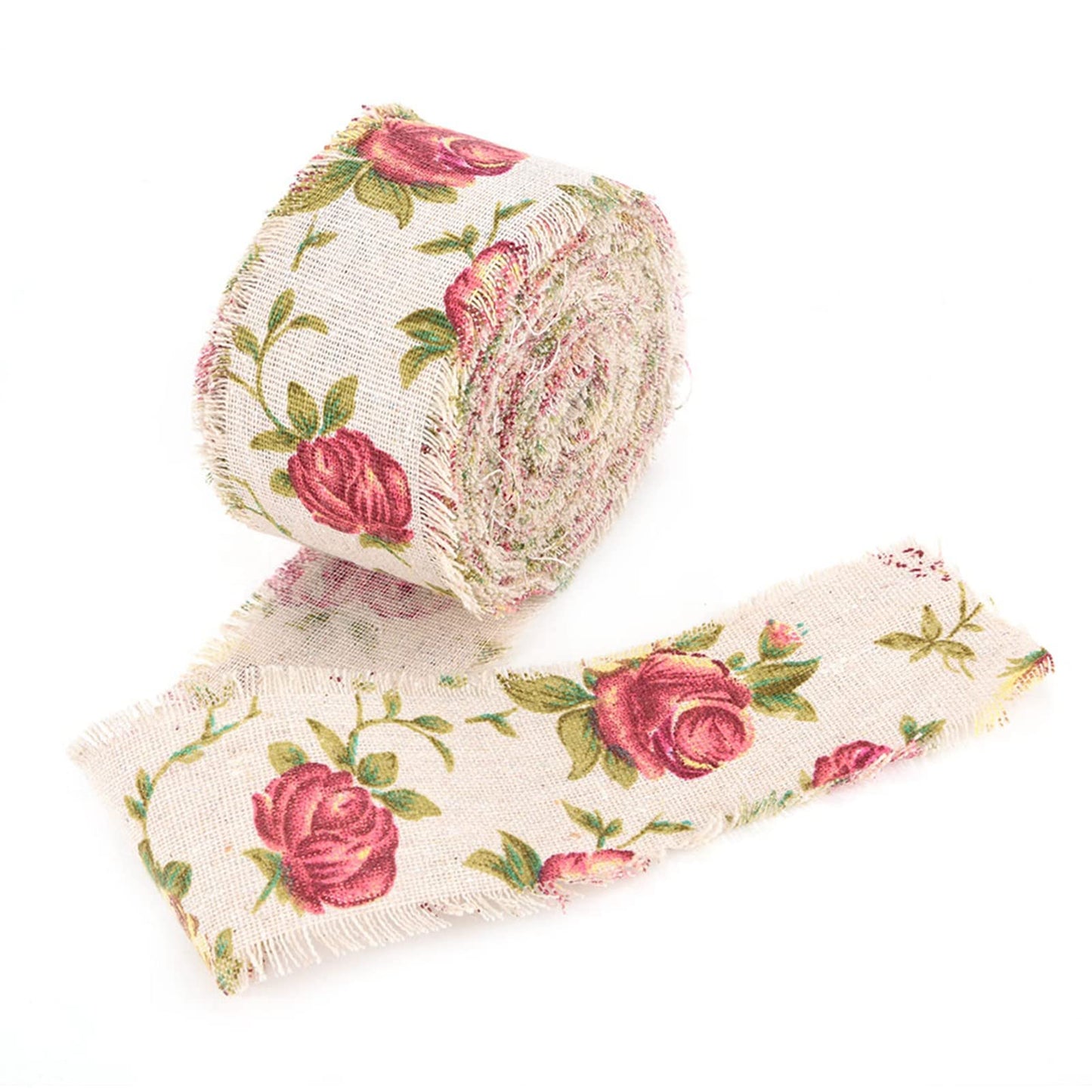 Burlap Ribbon, 32.8ft Long x 2.0in Wide Rose Printed Burlap Ribbon Hessian Jute Strap for Wedding Decorations, Handmade Crafts, Home Accessories, Party Supplies