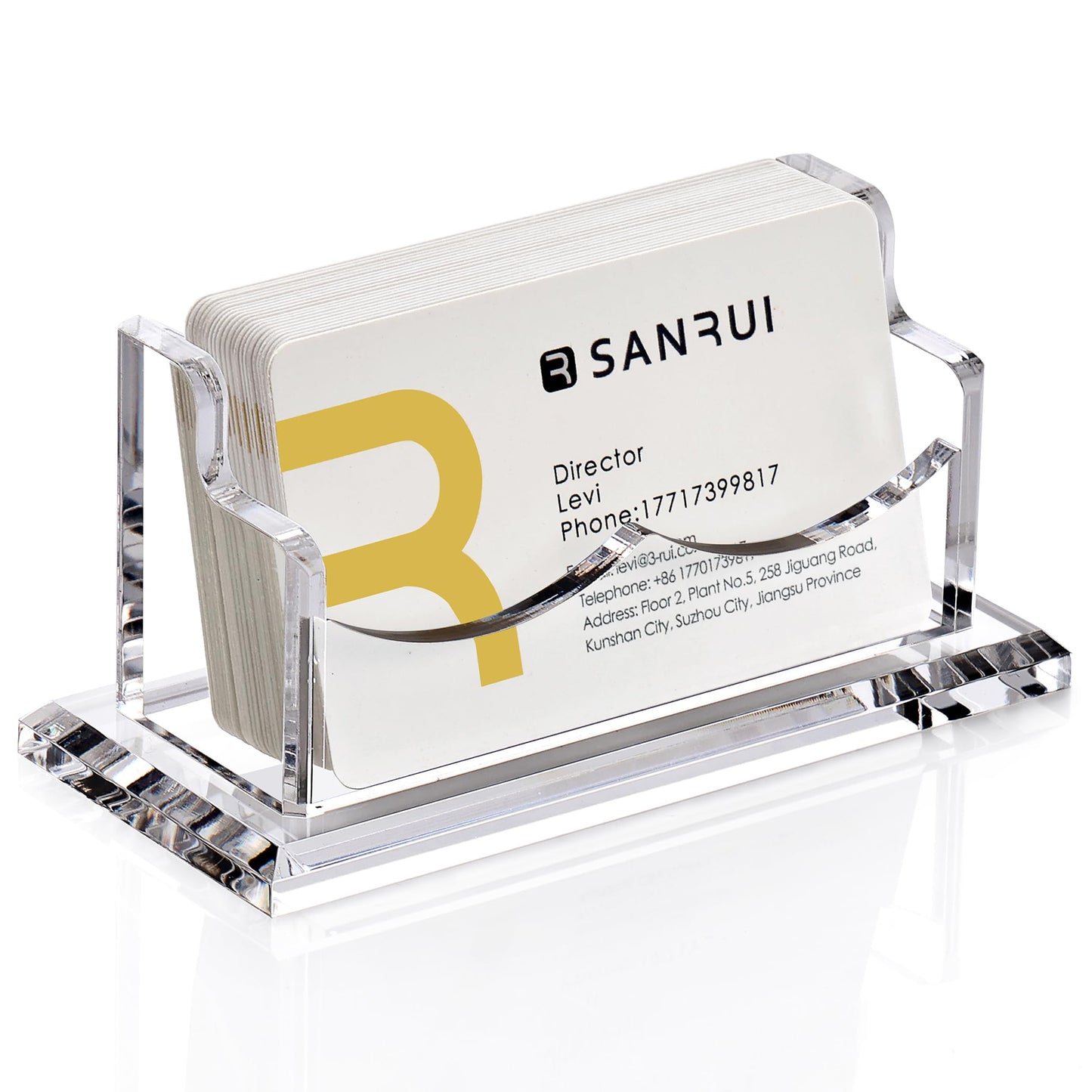 SANRUI Acrylic Business Card Holder for Desk,Clear Horizontal Name Card Stand for Women and Men, Desktop Organizer Display for Office Home Exhibition - 2 Pack 120 Card Capacity