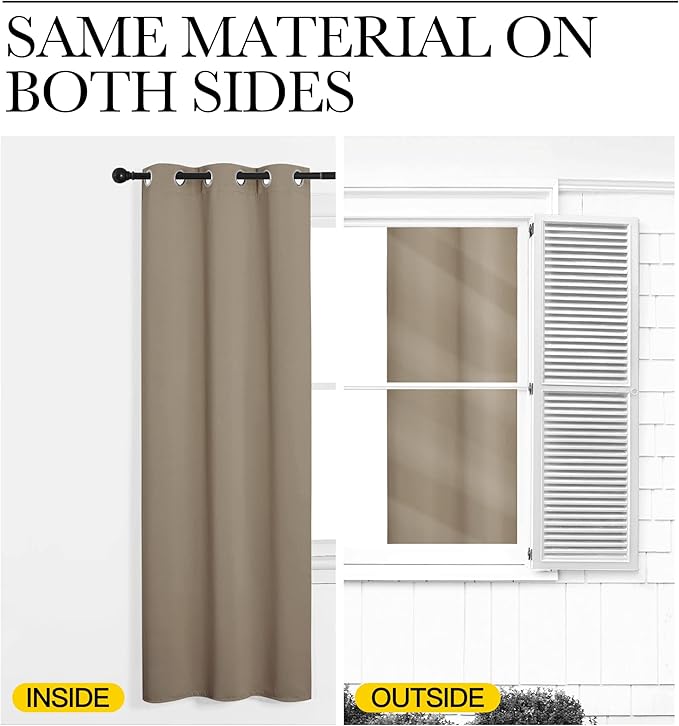 NICETOWN Bedroom Curtain Panels Blackout Draperies, Thermal Insulated Solid Grommet Blackout Curtains/Drapes (Taupe, 1 Pair, 29 by 40-inch)