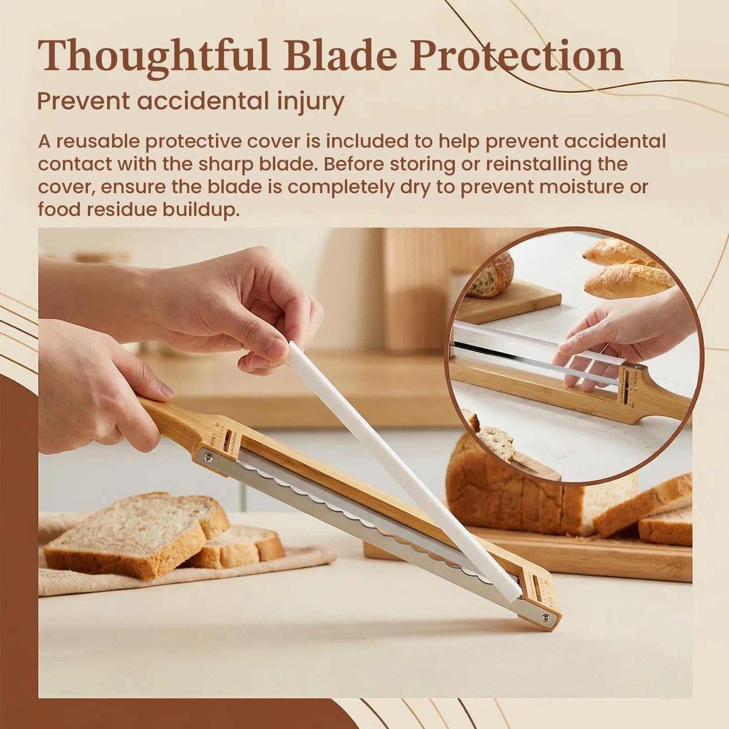 COOKEERS Adjustable Sourdough Bow Bread Knife – Large Bread Slicer for Homemade Bread with Serrated Stainless Steel Blade&Precision Thickness Guide, Even Slice Cutter for Baguettes, Bagels.