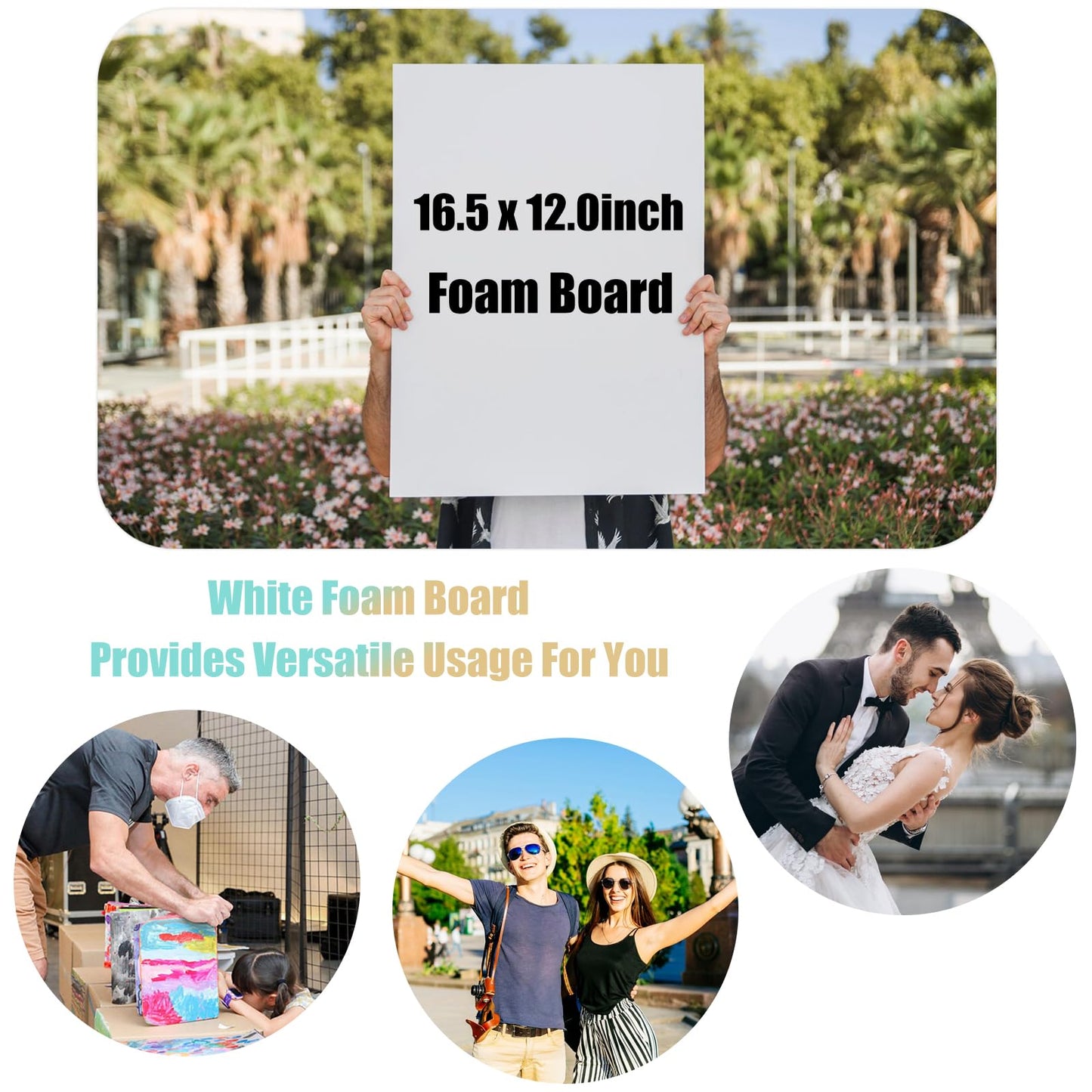 20 Pack White Foam Board 12" x 16.5", 3/16" Thickness Foam Core Baking Board for Projects, A3 Polystyrene Mat Board Poster Foam Board Sheets for Art Crafts, Presentation, Wedding, School Projects
