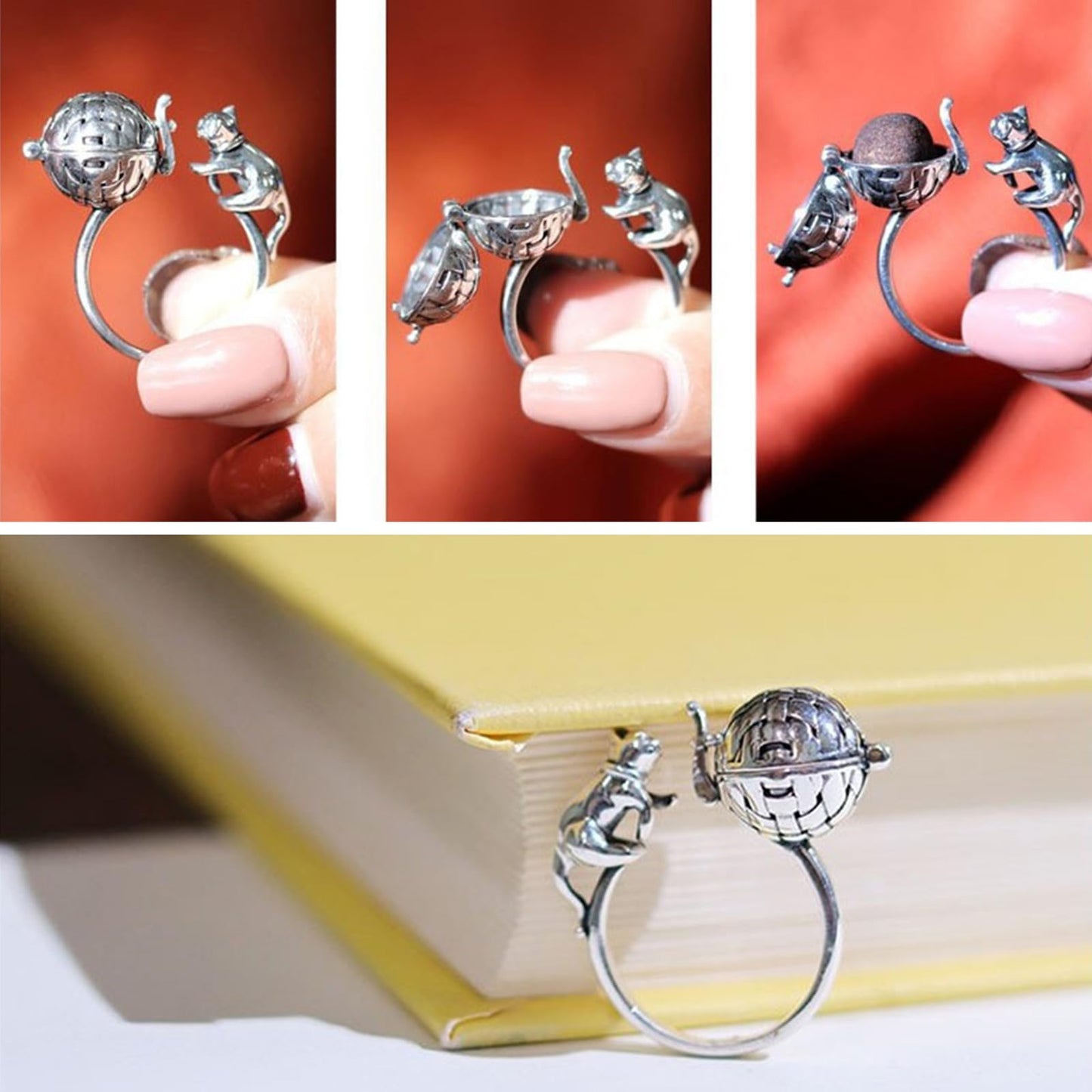 Fashionable Essential Oil Rings Accessory Adjustable Stainless Steel Diffuser Jewelry for Women and Girls Adjustable Size