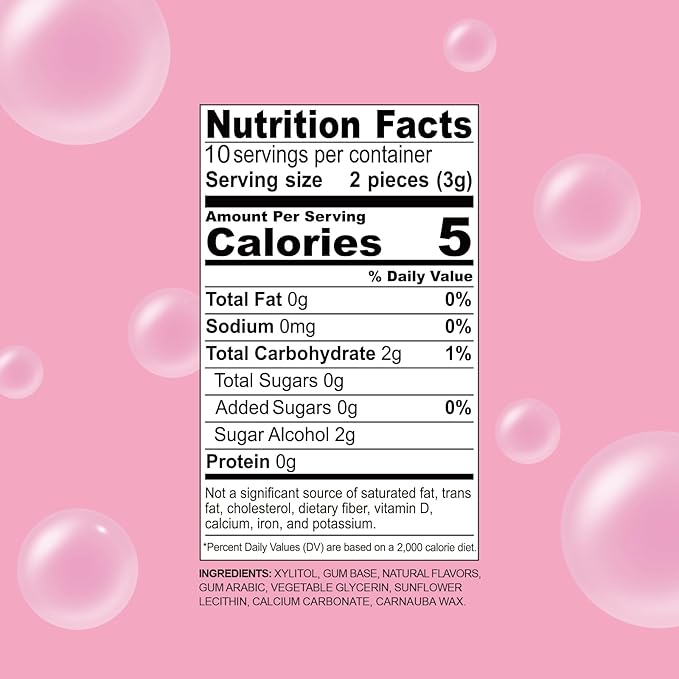 DC24 DAILY CARE 100% Xylitol Gum | Aspartame Free Chewing Gum | Natural Bubblegum Flavored | Sugar Free Gum, 20 Pieces, Pack of 2