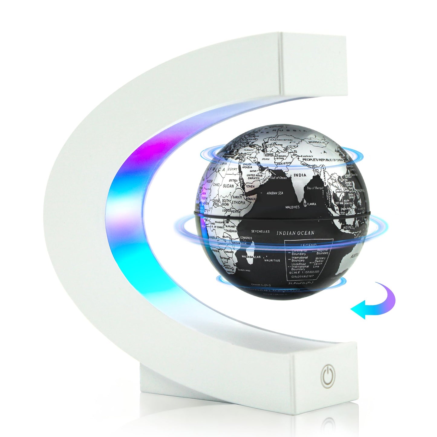 Flagest Magnetic Levitating Globe with LED Light, C Frame Floating World Globe Lamp, Cool Gadgets for Men Boys and Girls, Cool Stuff Tech Gifts for Office Bookshelf Home Desk Decor