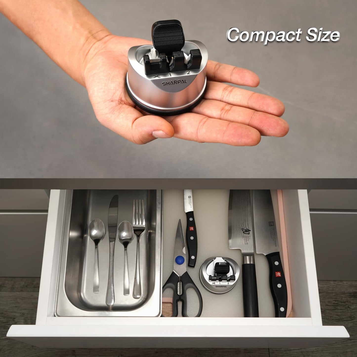 SHARPAL 191H Knife Scissors Sharpener | Repairs, Restores & Sharpens Straight, Serrated & Kitchen Knives – Versatile Sharpening Tool for Blades Mothers Day Gifts