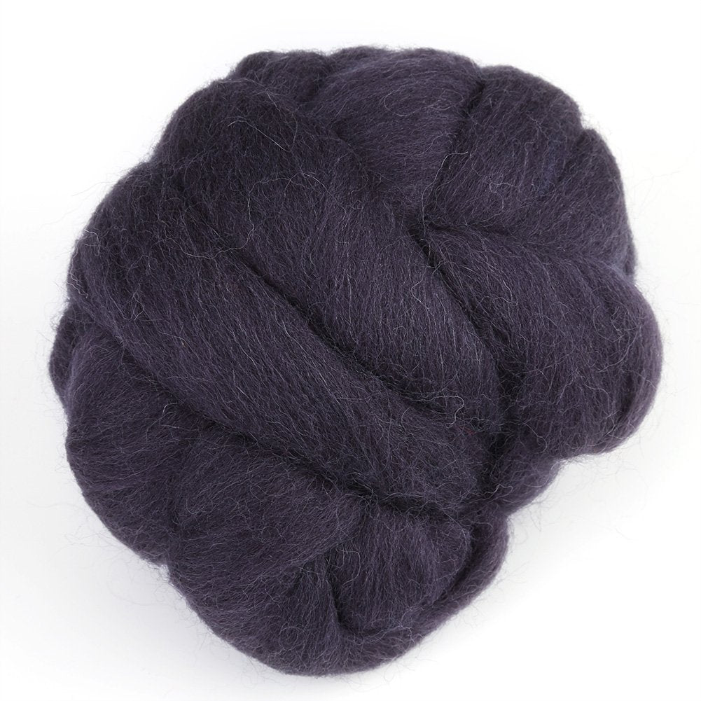 Hilitand 1 Roll Wool Roving, Colorful Needle Felting Hand Sewing Trimming Merino Wool Fibre Dark Gray (2oz)