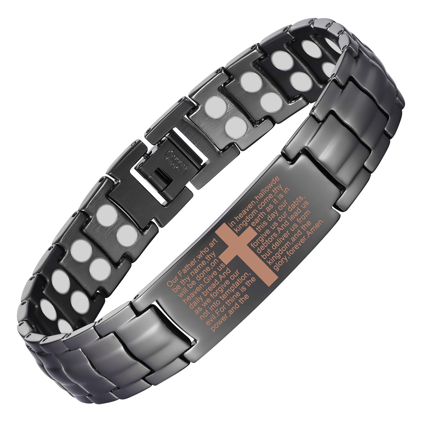 MagEnergy Copper Bracelet for Men,99.9% Pure Copper Cross Bracelet with Double-Row Strong Magnets, Adjustable with Sizing Tool, Men's Jewelry Gift