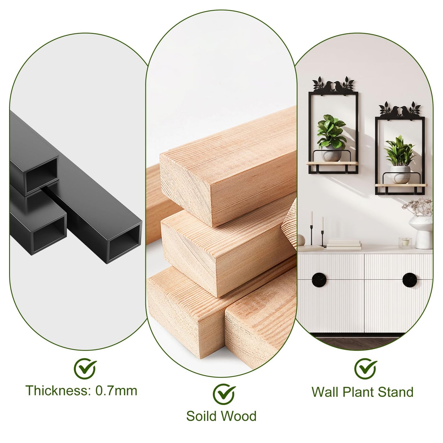 Shineled Wall Planter for Indoor Plants 2 Pack, Wall Mounted Plant Holder for Small Plants, Floating Wall Shelf for Plants, Real Oak Wood, Magnetic Animal Decor, Home Wall Decor (Bird)