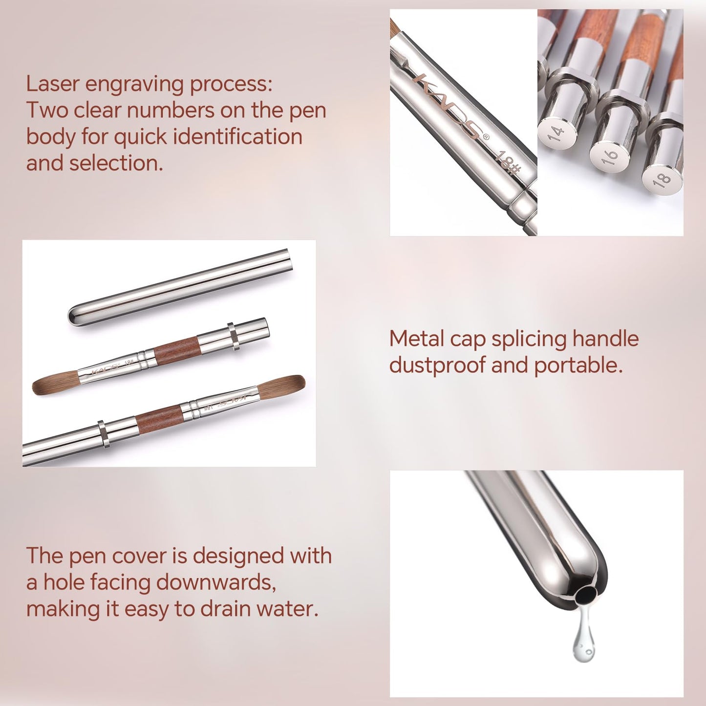 KADS Acrylic Nail Brush with Penholder Nail Brush for Acrylic Application-Oval Shaped Powder Nail Design Tools for Professional Manicure DIY Home Salon (18#)
